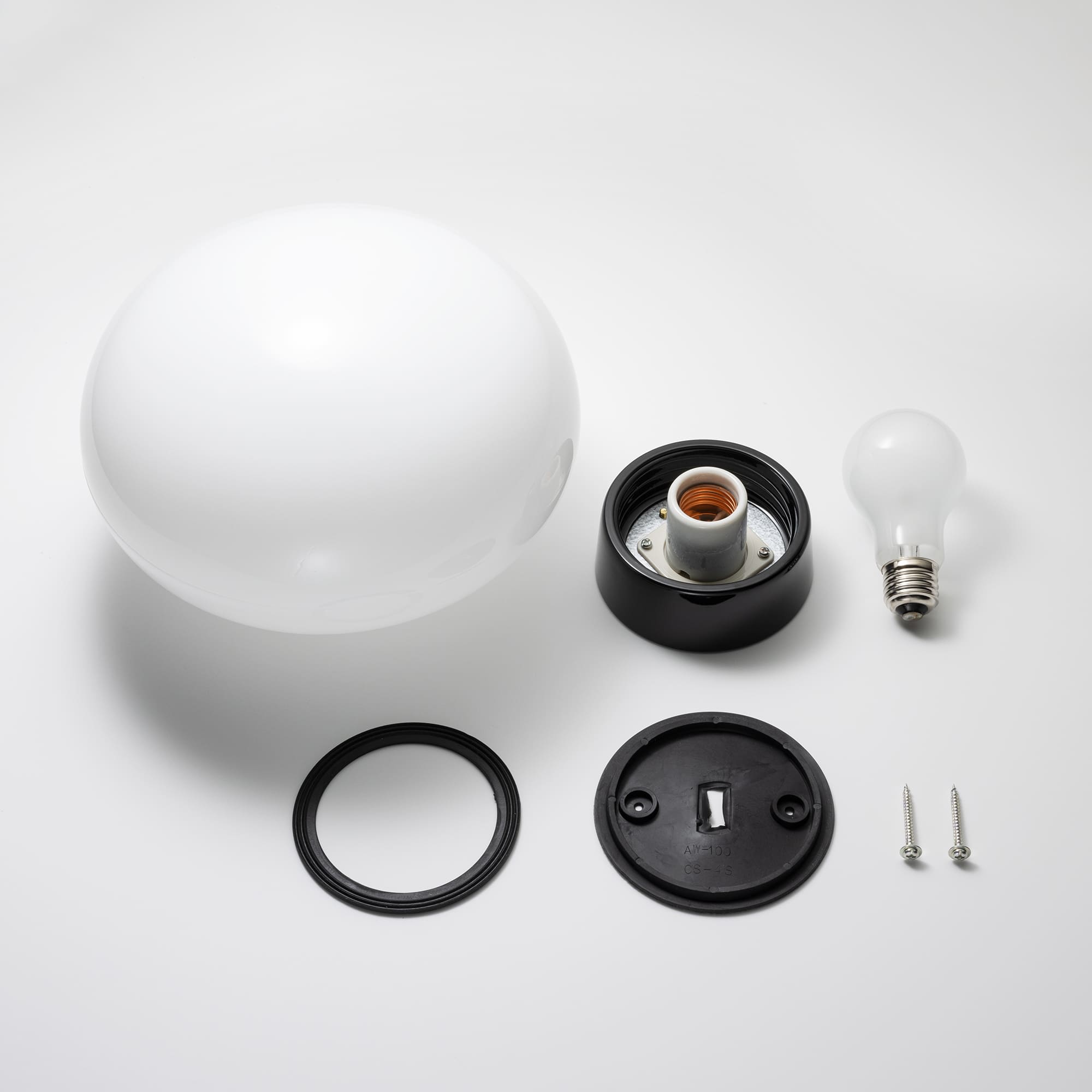 ミルクガラス照明 ブラック 楕円 LT-BR005-12-G141 電球、ゴムパッキン、取付ネジが付属します