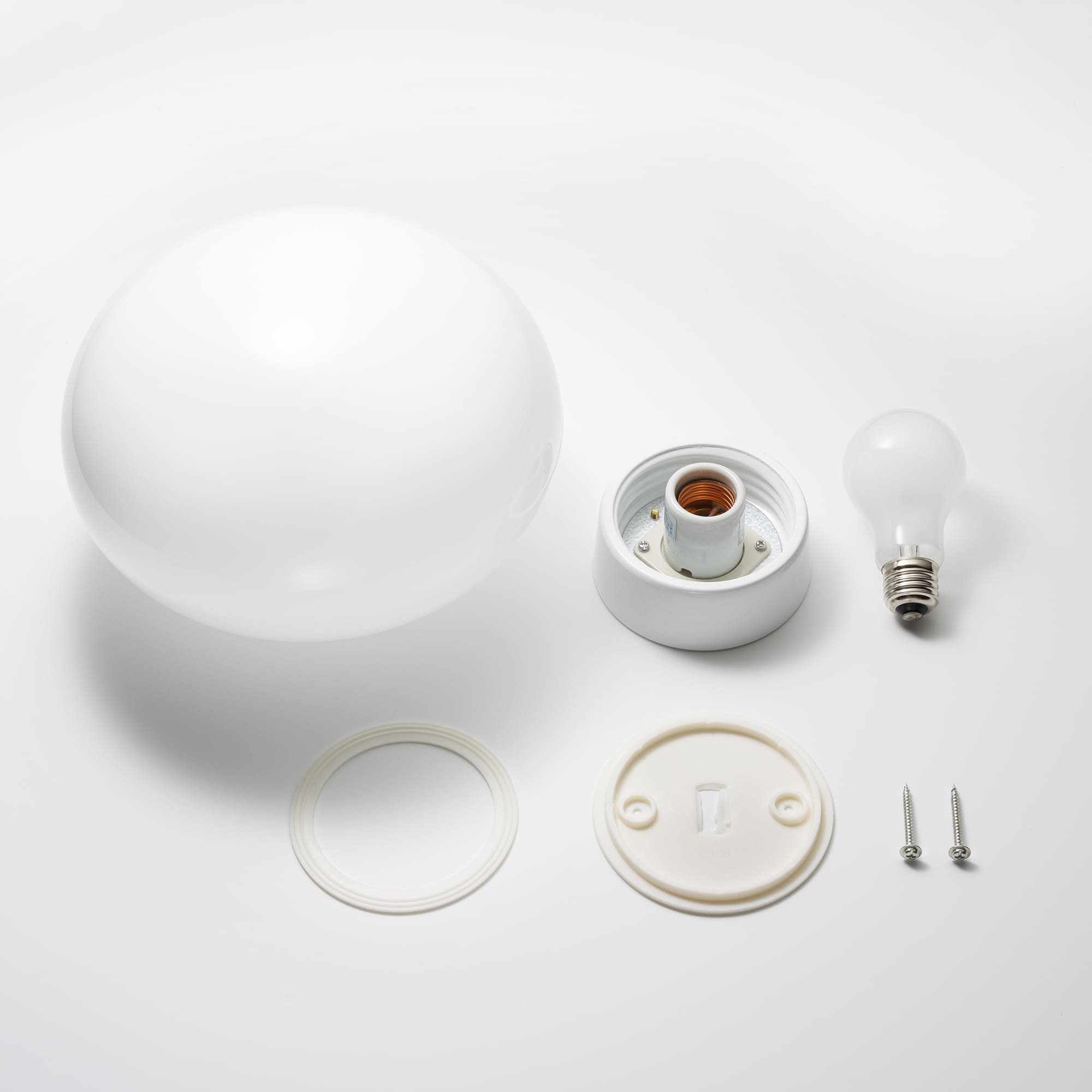 ミルクガラス照明 ホワイト 楕円 LT-BR005-06-G141 電球、ゴムパッキン、取付ネジが付属します