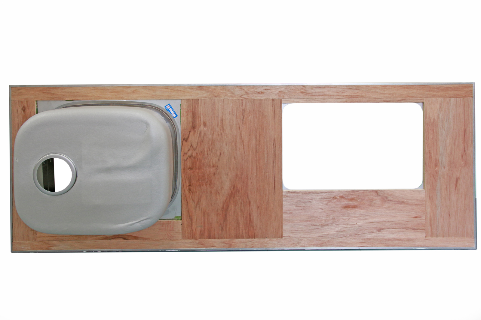 木製ミニマルキッチン ラワン W1500×D500 KB-KC016-13-G183 天板裏の様子（W1500×D550の例）