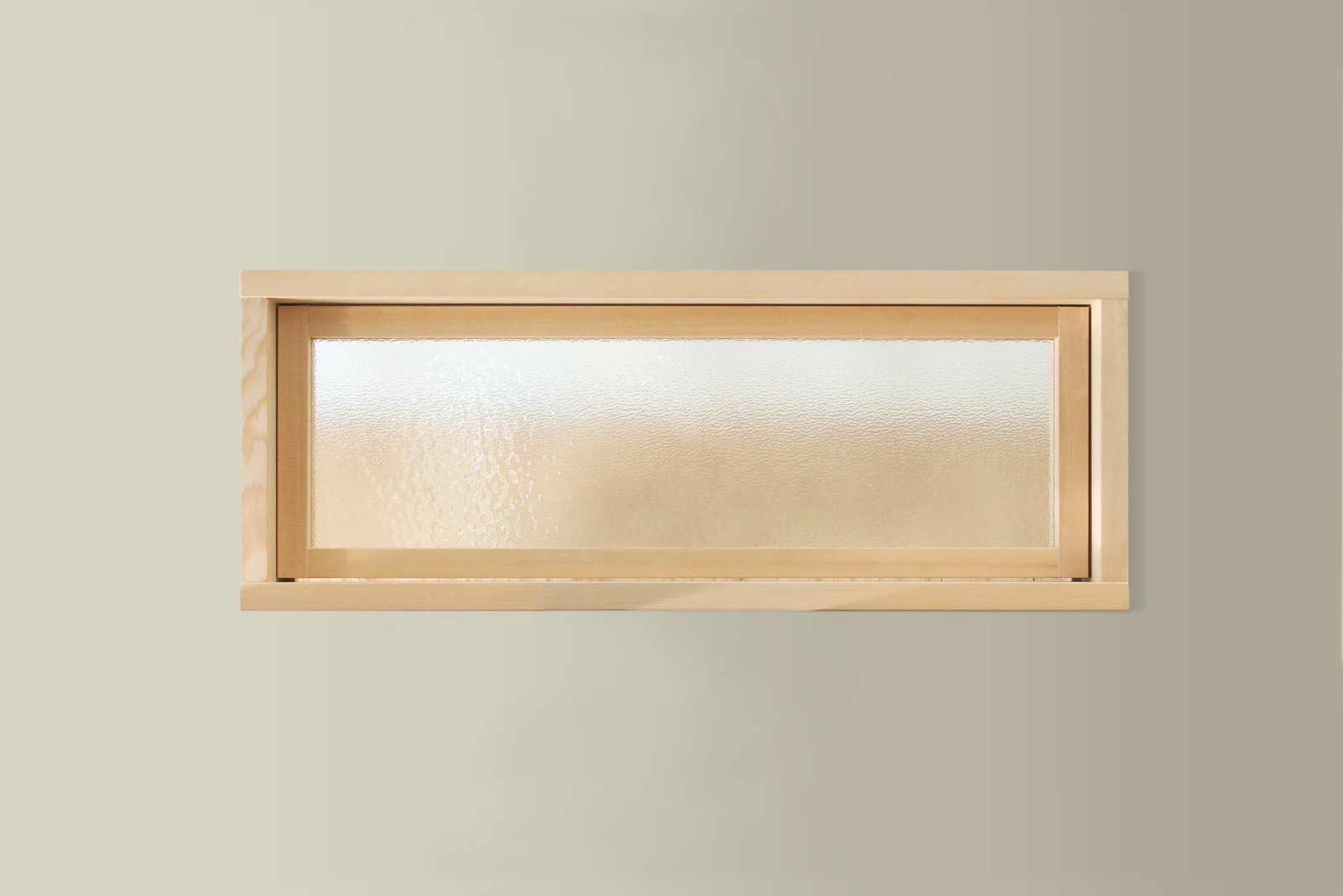 木製室内窓 横長1連 押し出しタイプ DW-DR008-03-G164 型板ガラス（梨地模様）も選べます