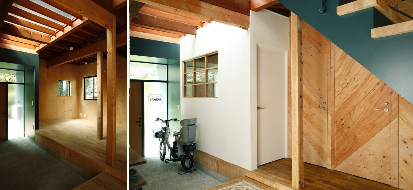 左がbefore、右がカスタマイズ後。白い壁と、木製ガラス窓と、白いドアをインストールして寝室に。