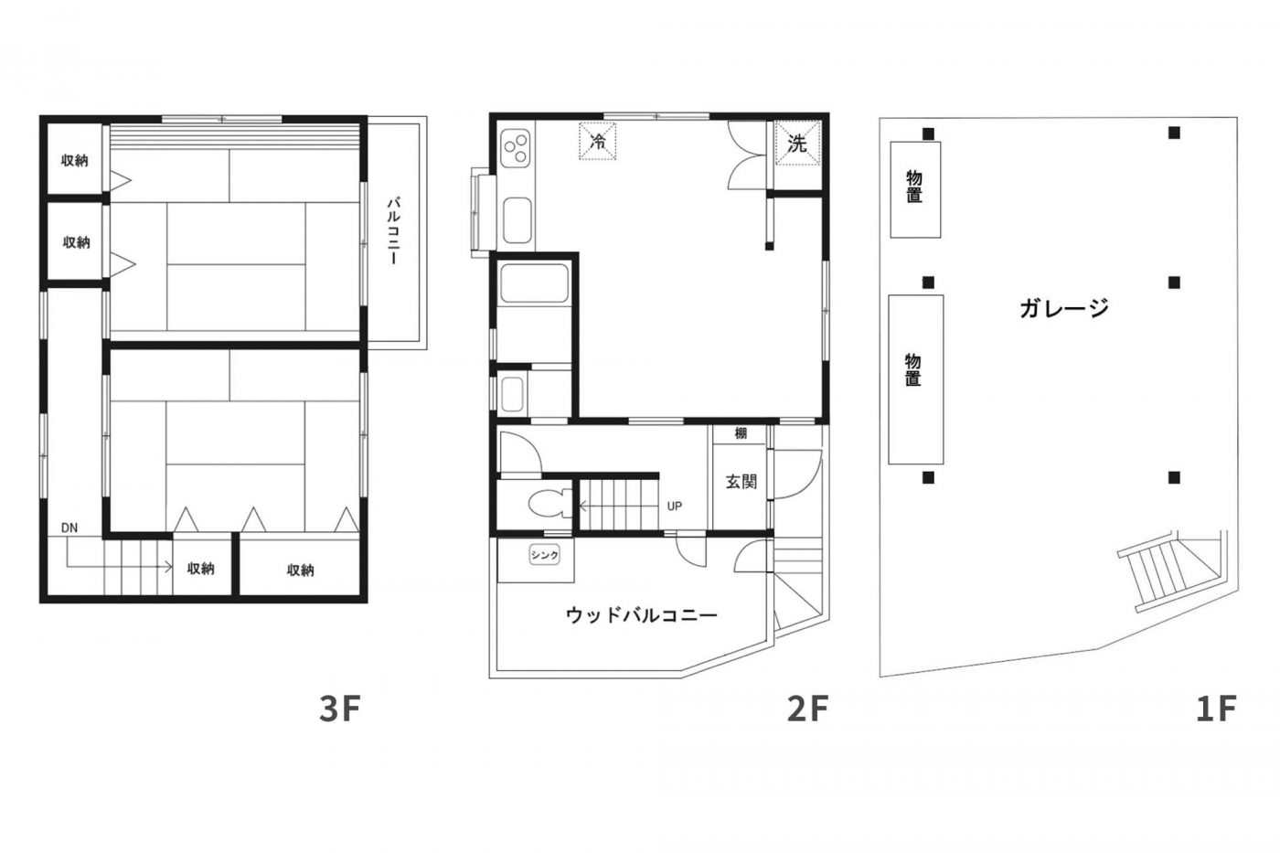 木造2階建て、築30年の物件のリビング・キッチンをリノベーション。他は既存が持つ魅力を活かしたプランです。