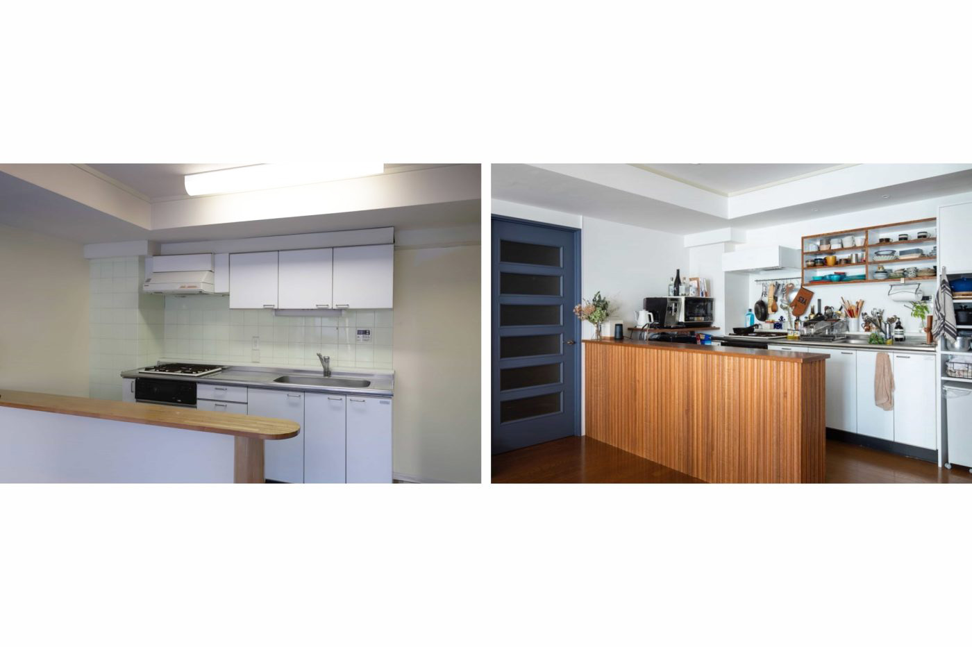 既存キッチンの配置を変えることなく、機器や素材を刷新して自分らしさの溢れるキッチン空間に。