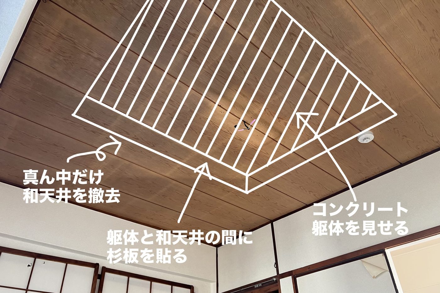 和室の天井を切って、折り上げ天井にリメイクしてみた！9