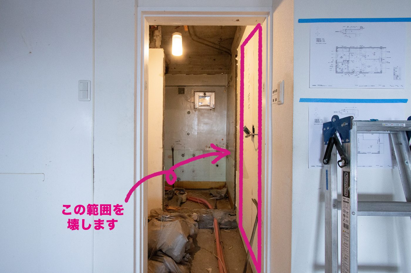 コンクリートブロック壁に穴を開けて、洗面台をつくってみた16