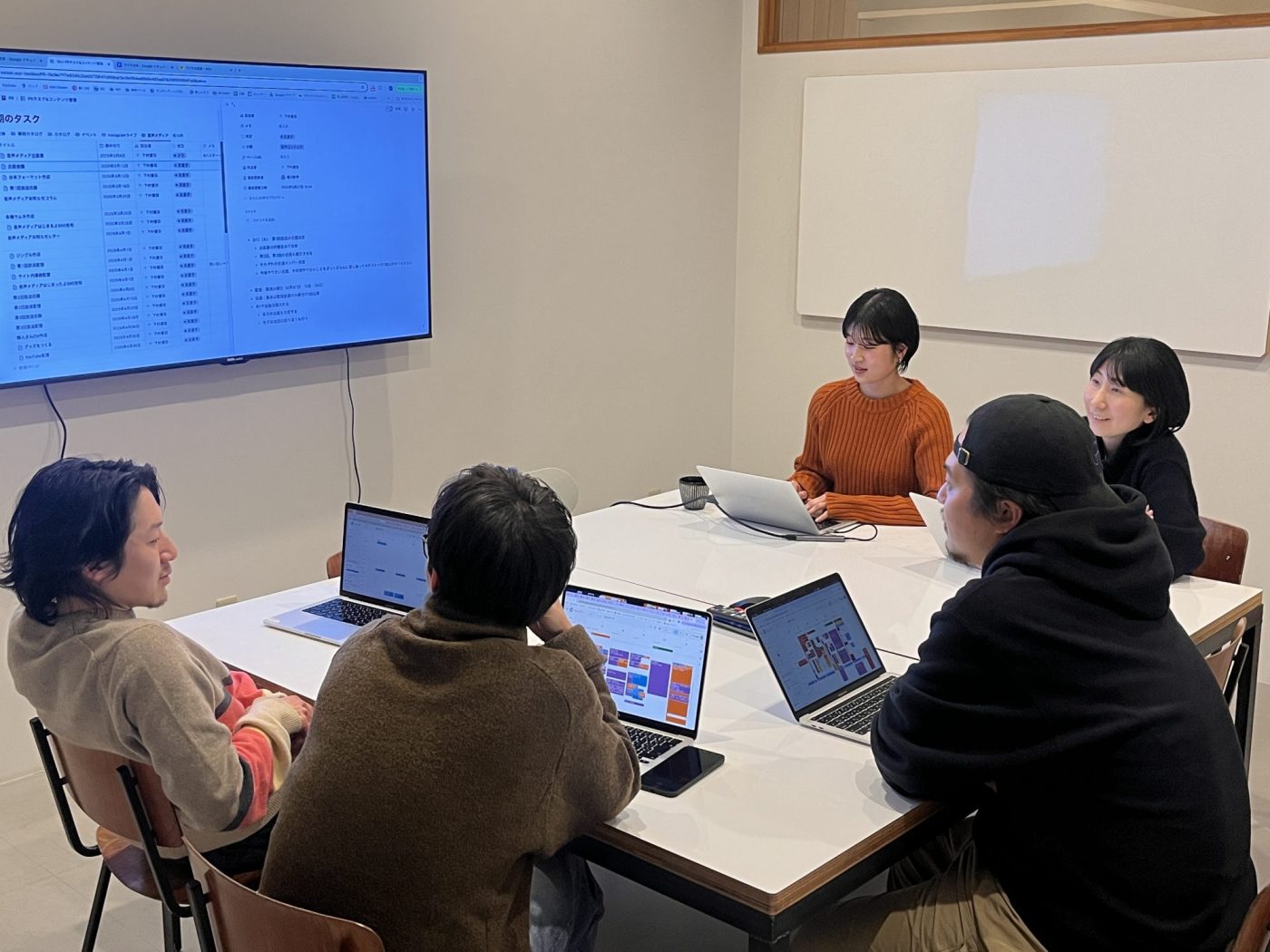 はじめての企画会議の様子。雑談はしながらも、みんなで意見を出し合って方向性などを決めていきます。