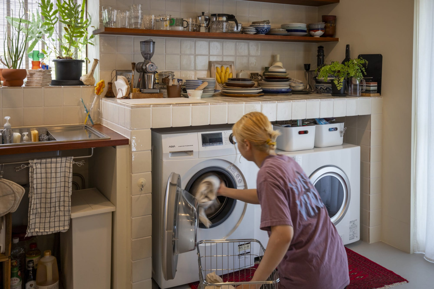 平日は夜のうちにドラム式の予約をセット。