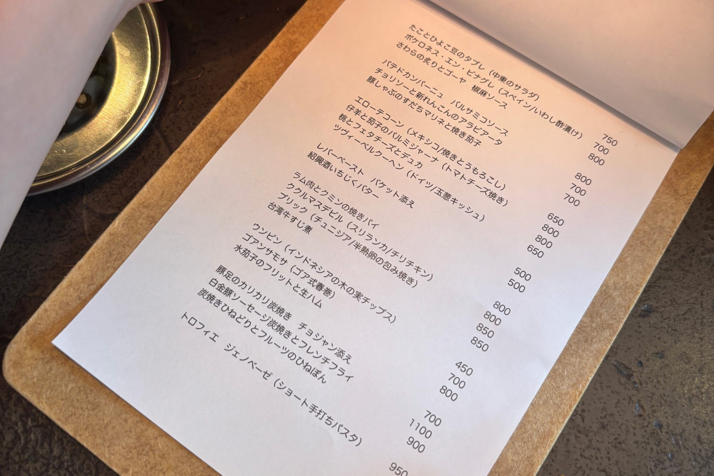 取材した日のメニュー。