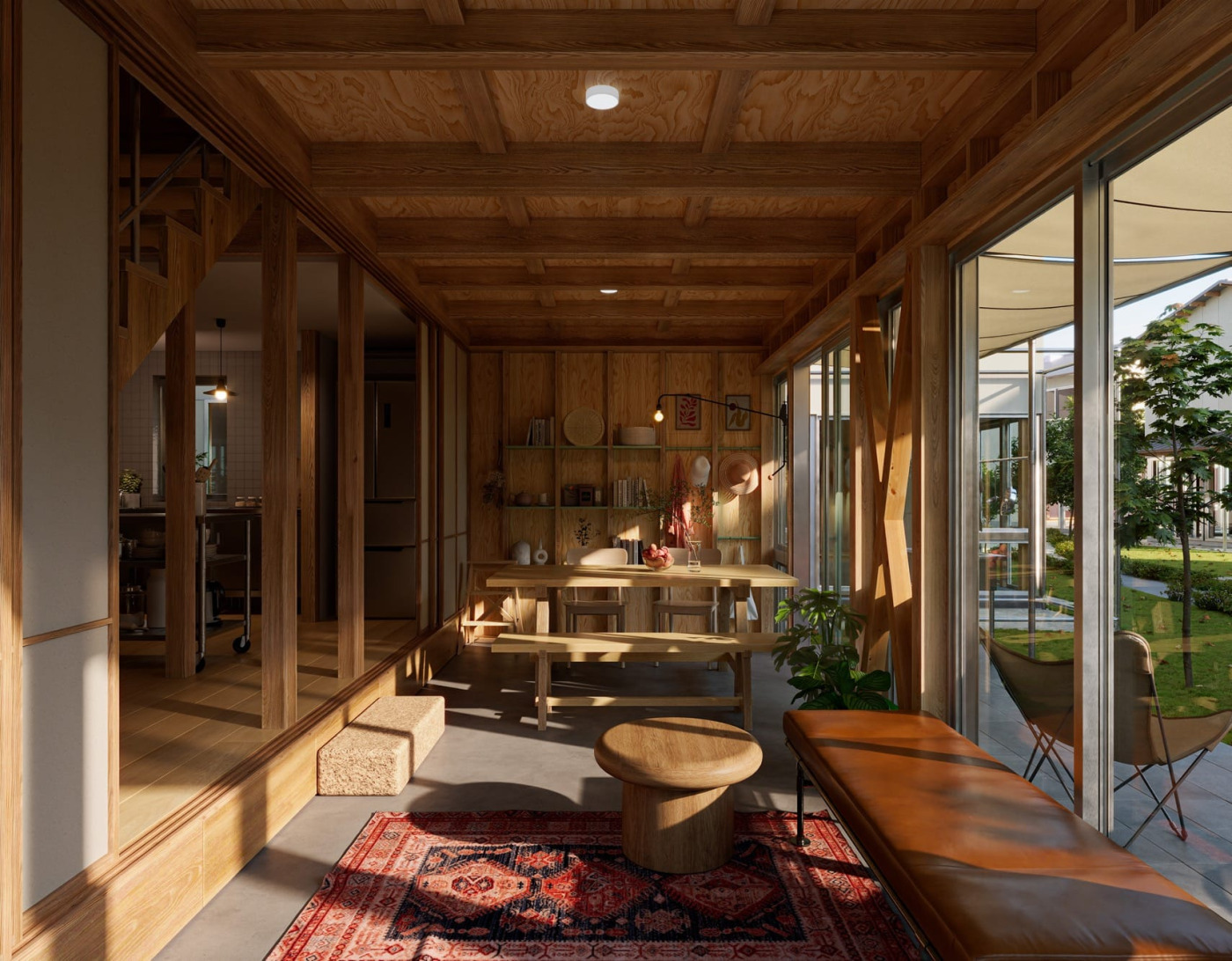 屋内でも植物たっぷり育てやすい環境。インナーテラスのようなリビングです。