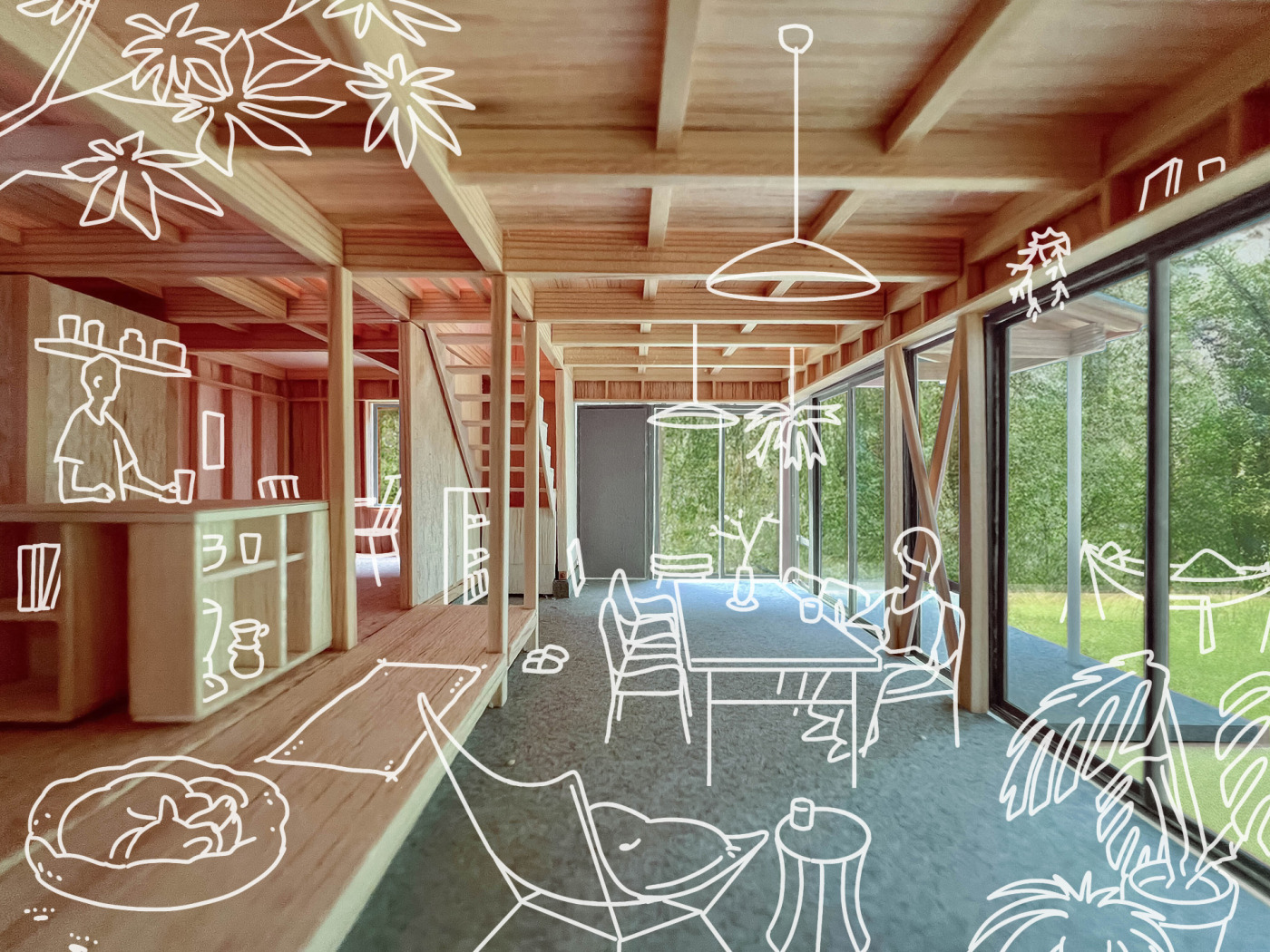 広い土間が特徴のシンプルなつくり。暮らし方や好みに合わせて、内装は自由にカスタマイズ。