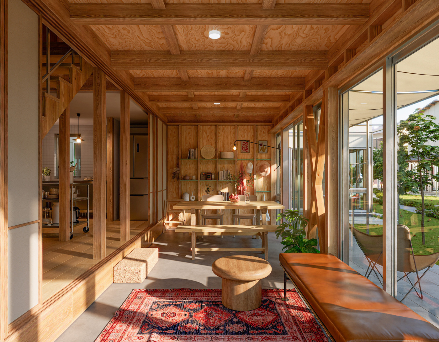 屋内でも植物たっぷり育てやすい環境。インナーテラスのようなリビングです。