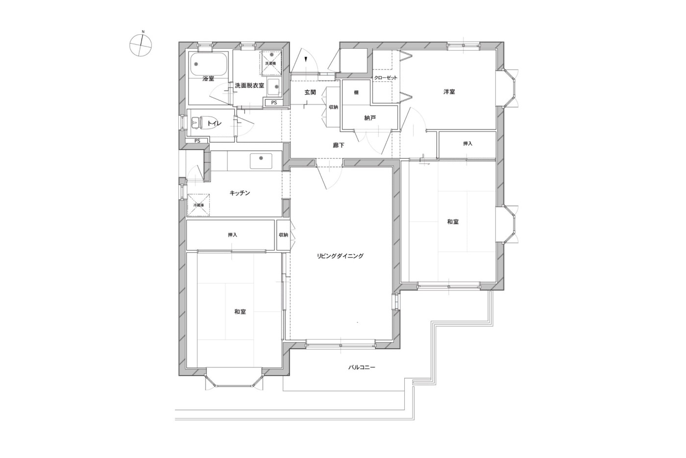 Before：RC壁式構造のため大きな間取り変更は不可の物件。