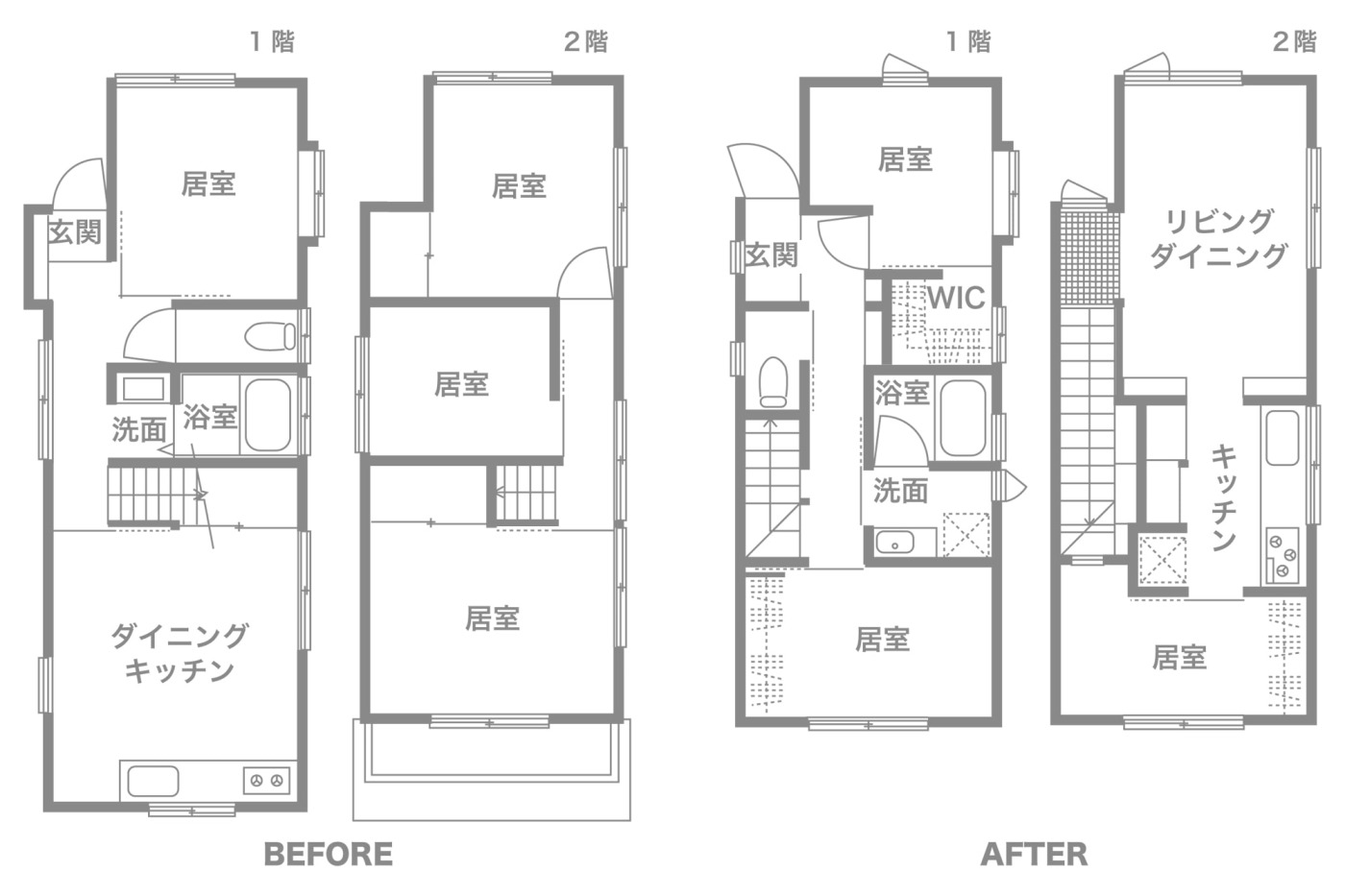 過去に増築がなされていた建物は、融資を受けるために、新築時の登記内容の面積に合わせる減築も行いました。