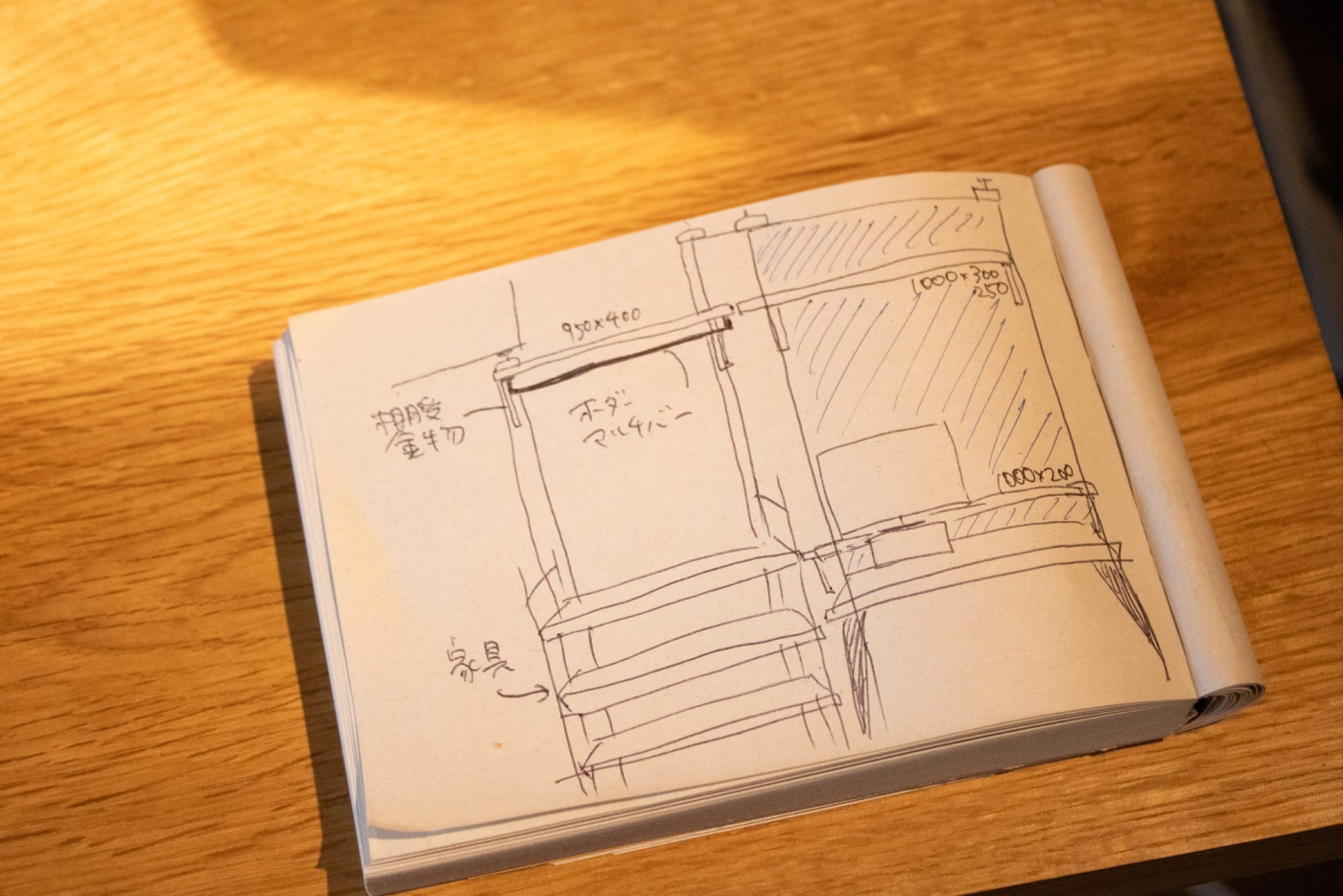 柱に棚をつければ良いのか！と知り、書いてみた計画図。