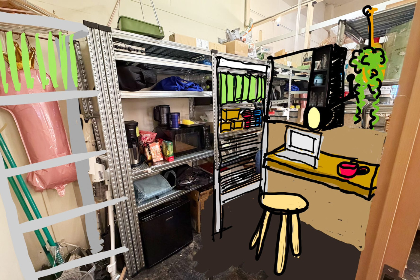 またまたスタッフ手書きのラフイメージ。上手いのか下手なのかわからないと評判（？）ですが、こんな感じでイメージを膨らませていきます。
