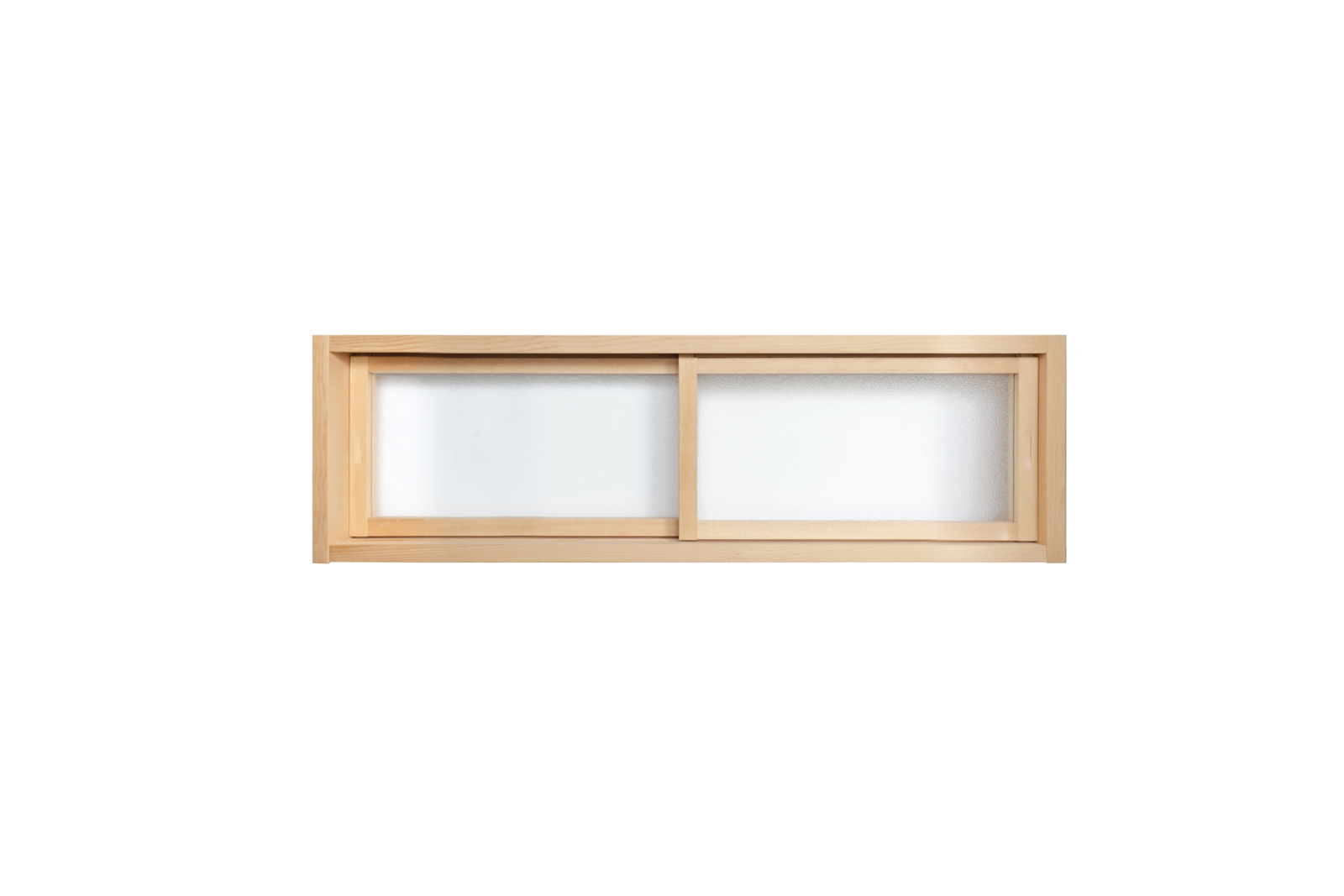 木製室内窓 横長引き違いタイプ サイズオーダー DW-DR008-05-G164 型板ガラス（梨地模様）も選べます
