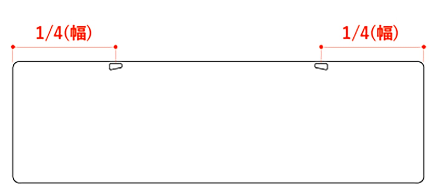 配線穴の位置と数は固定で、デスクの両端からデスク幅の4分の1の位置に2箇所となります