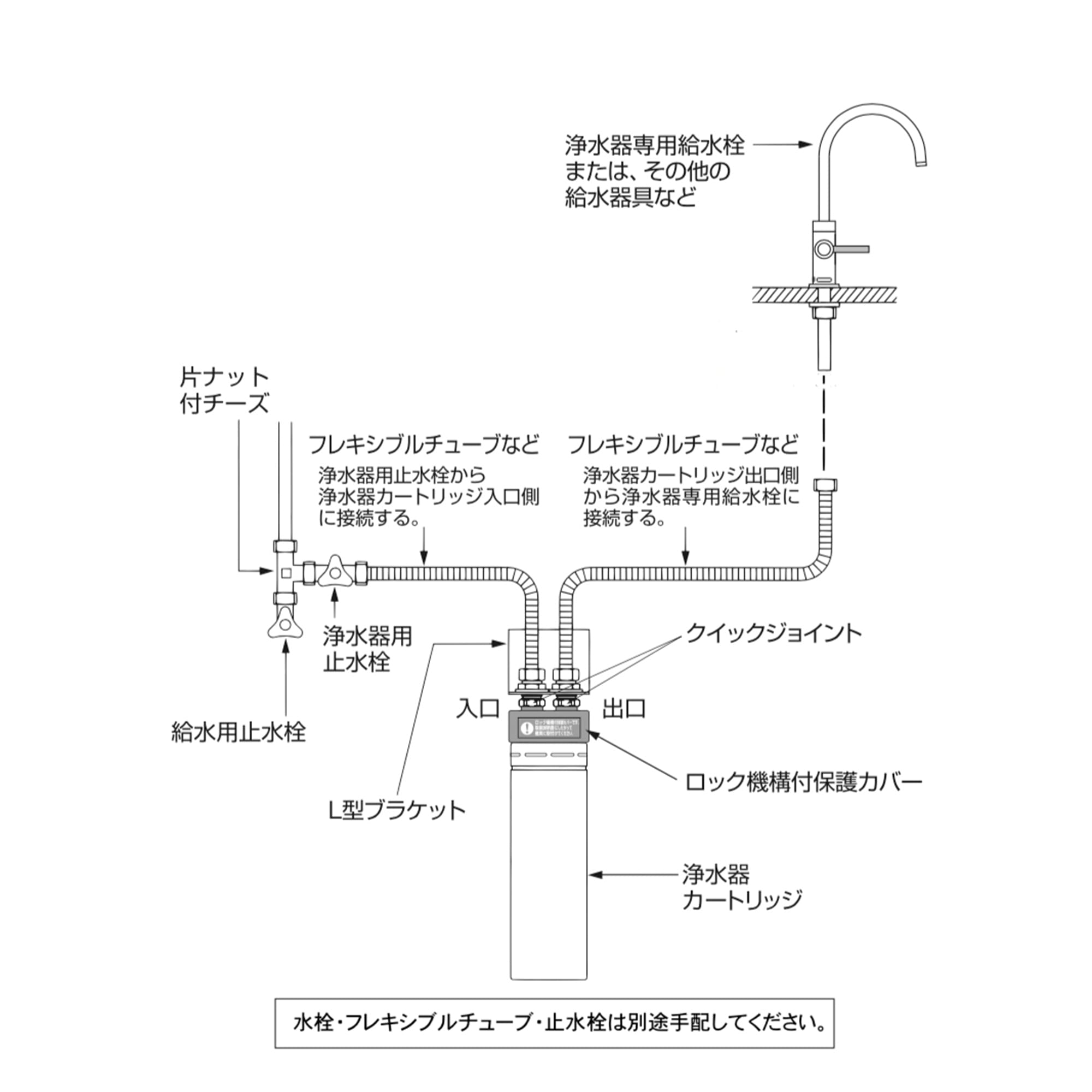 水栓が選べる浄水器 アンダーシンクタイプ KB-TP010-01-G270 水栓・フレキシブルホース・止水栓は別途ご準備ください
