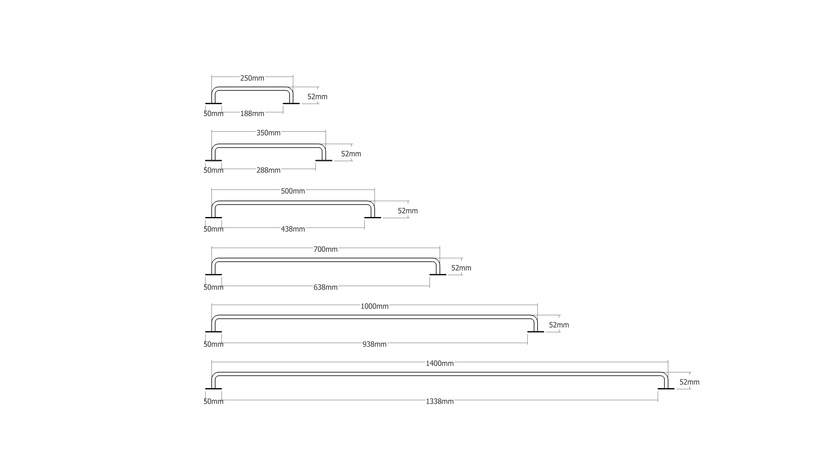 アイアンドアハンドル 丸棒 PS-HD008-02-G092 各サイズごとの図面（クリックで拡大）