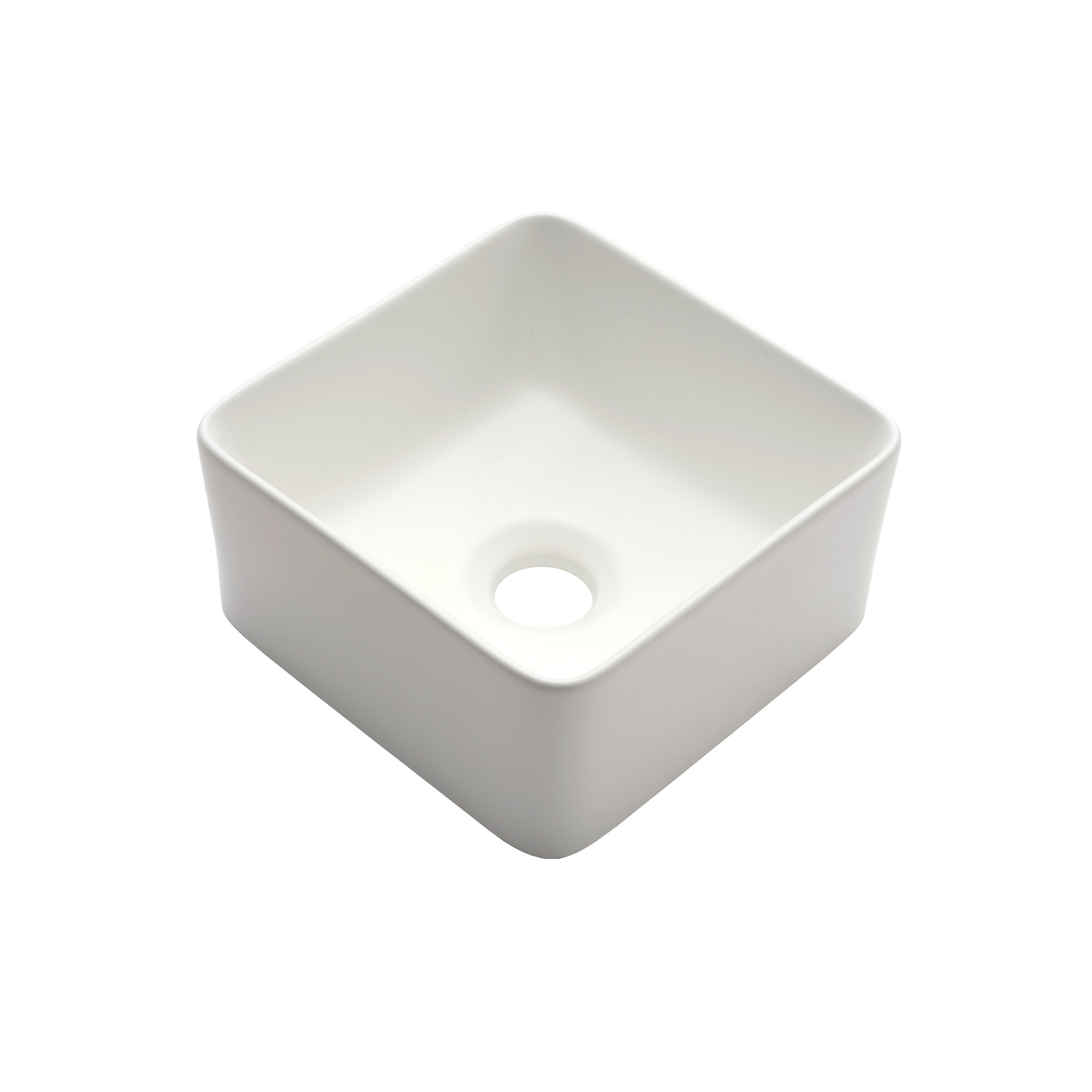 陶器の手洗い器 角240 ホワイト KB-PR012-01-G141 マットで空間になじみやすい質感です