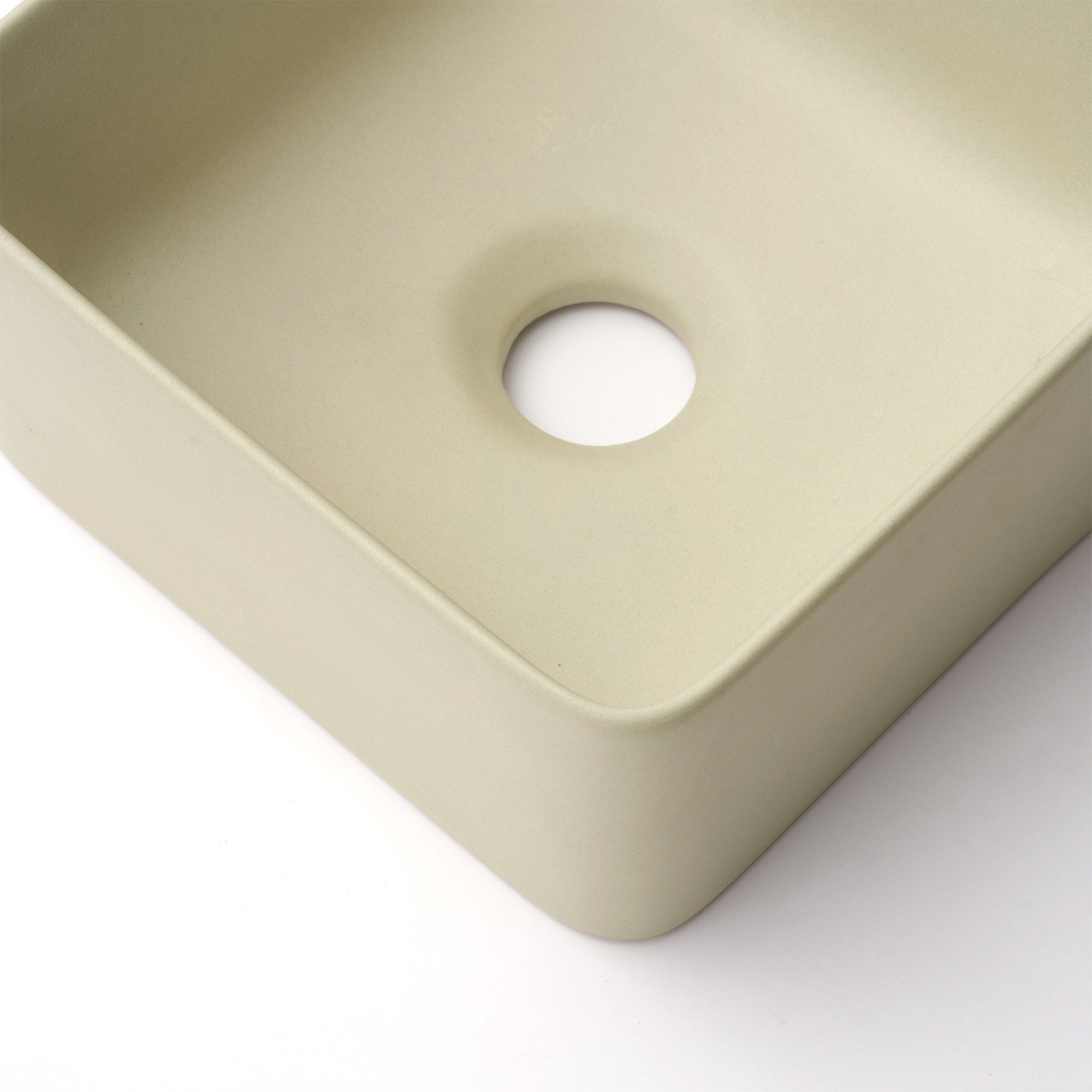 陶器の手洗い器 角240 サンドベージュ KB-PR012-02-G141 角と縁の丸みがやわらかな手洗い器です
