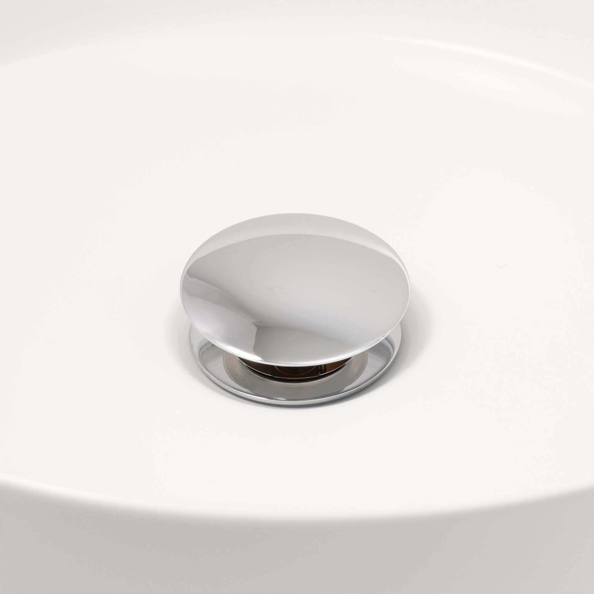 陶器の手洗い器 丸350 マットホワイト KB-PR012-03-G141 排水金具 プッシュカバー