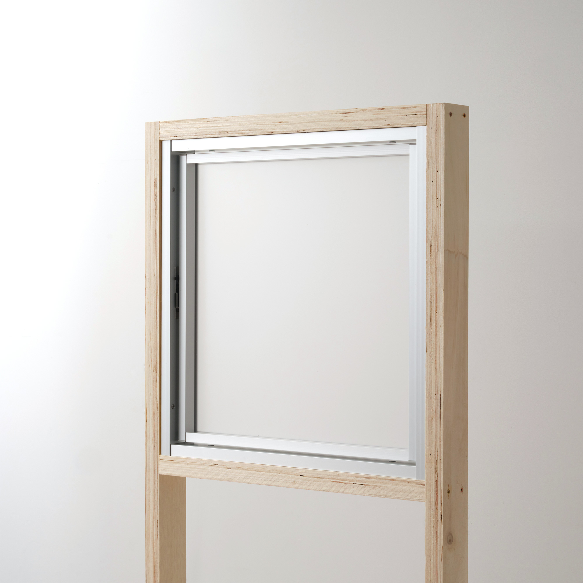 室内アルミサッシ FIX窓＋回転窓 シルバー 樹脂パネル DW-DR013-16-G201 回転窓 W500 H500 マット樹脂パネル