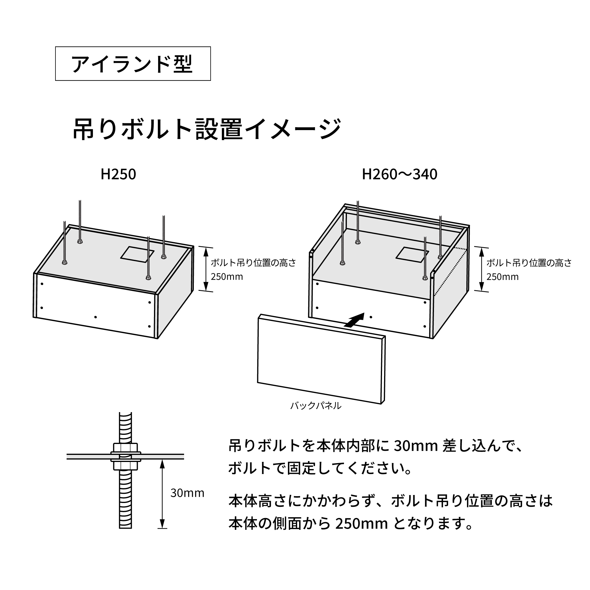 オーダーレンジフード アイランド型 ステンレス W750～990 KB-KC026-05-G253