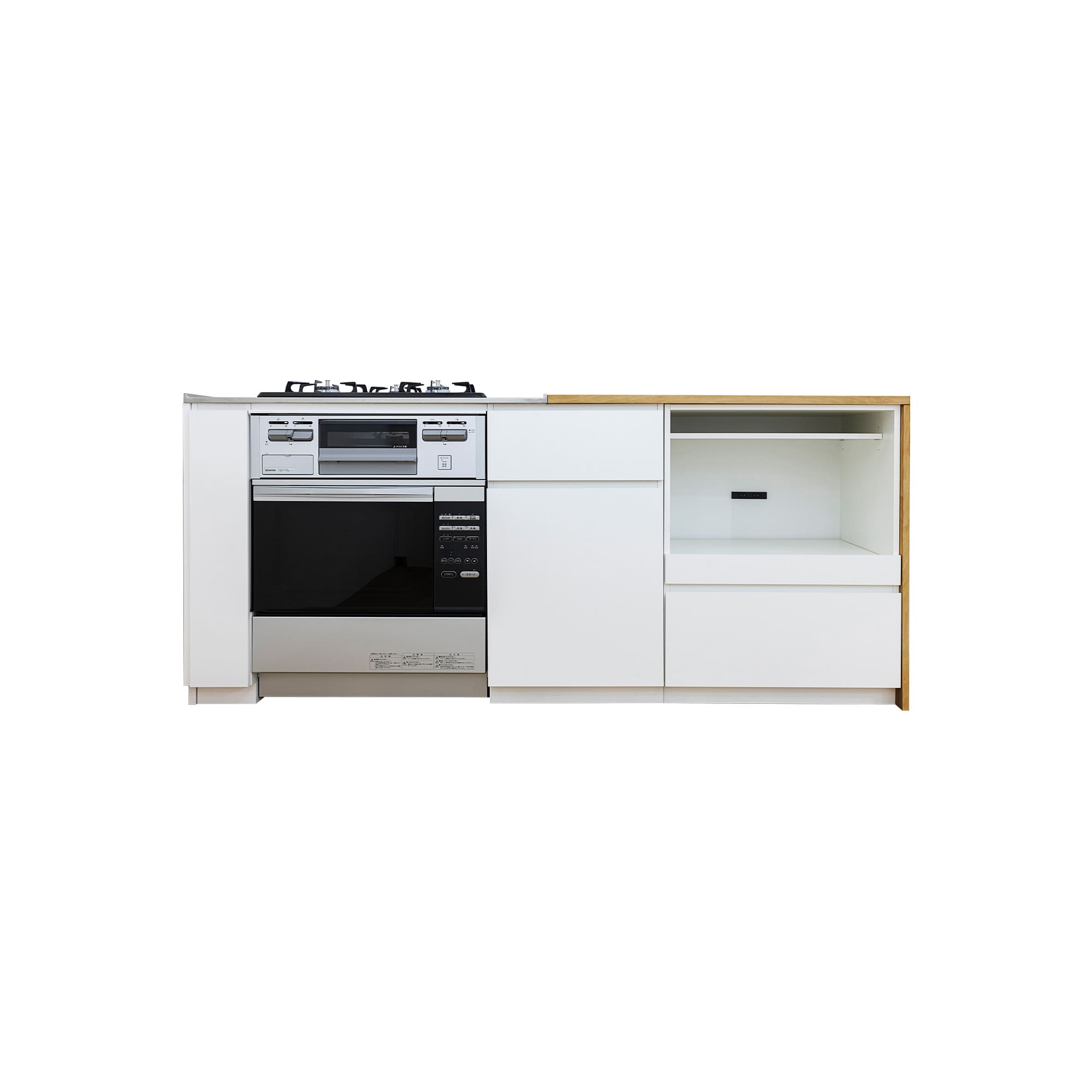 木天板キッチンⅡ型 壁付けコンロ側 オーブンタイプ W1540～1990 KB-KC029-10-G183 壁付けコンロ側　※ 別売り品のコンロ・オーブンを設置した時のイメージです