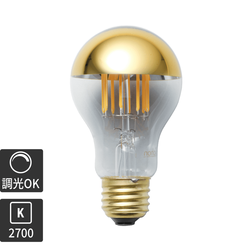 ミラーLED電球 φ60(E26)45W相当 ゴールド 2700K電球色