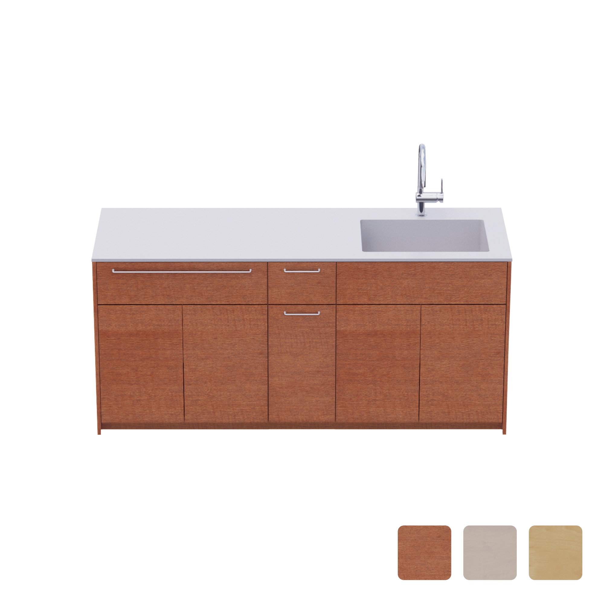木製システムキッチン 壁付け型 W1840・コンロなし / オーブンなし / 食洗機なし