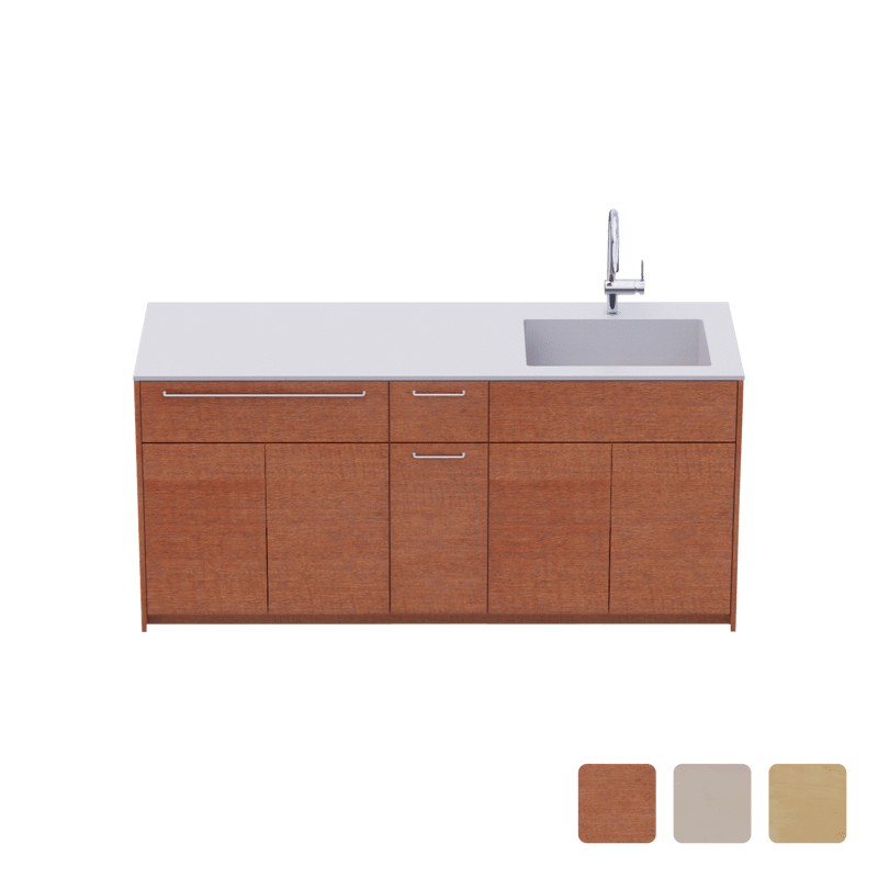 木製システムキッチン壁付け型 W1840・コンロなし / オーブンなし / 食洗機なし