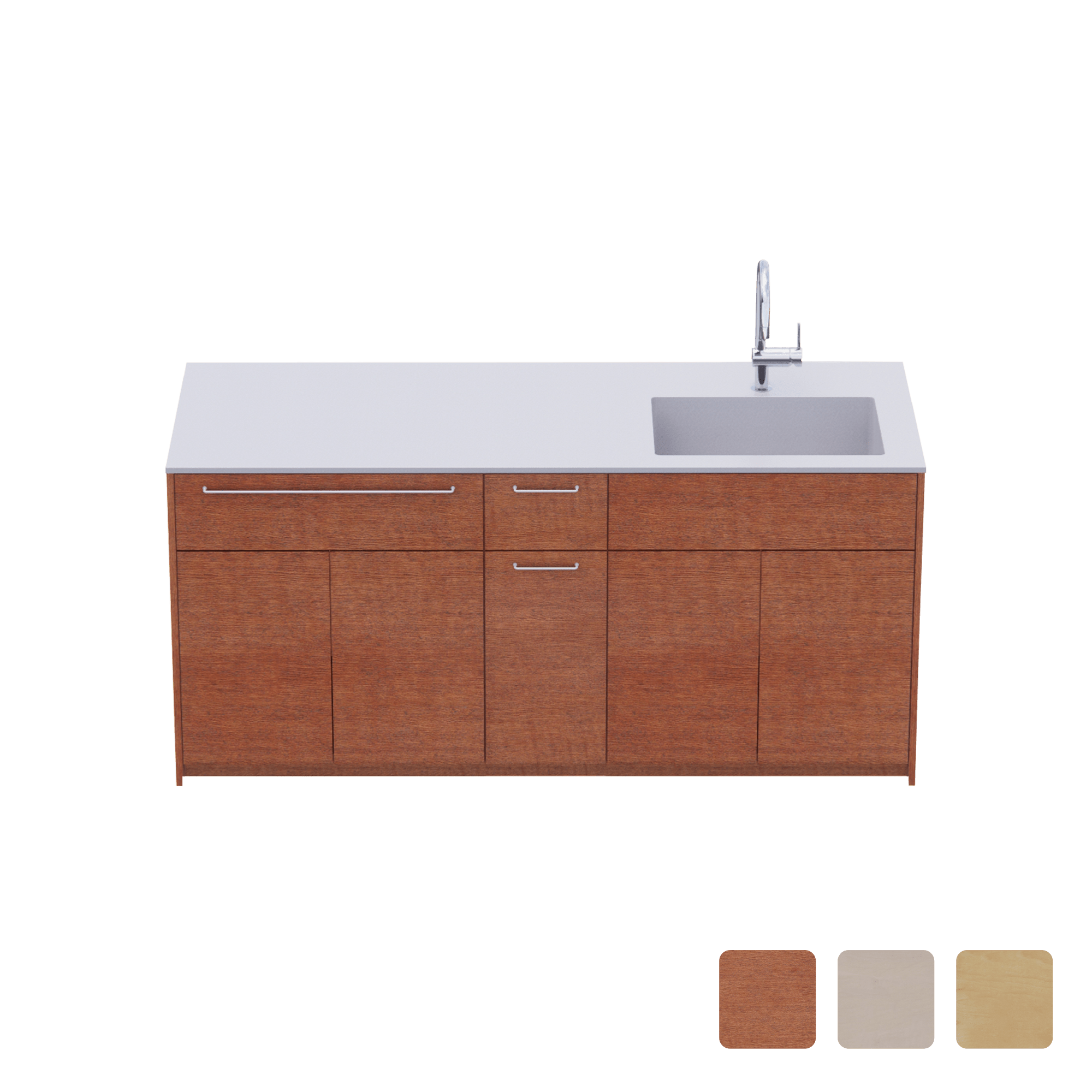 木製システムキッチン 対面型 W1840・コンロなし / オーブンなし / 食洗機なし