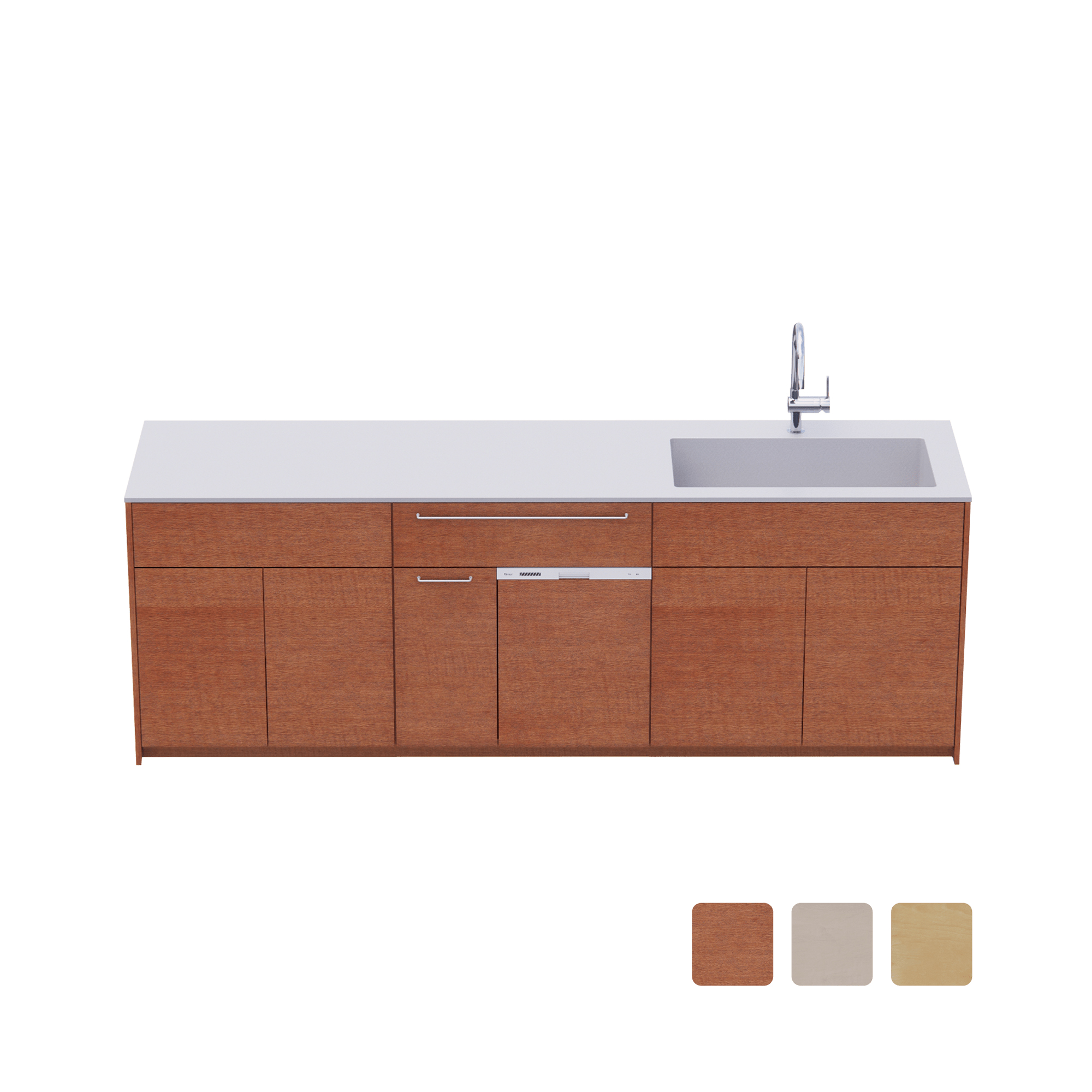 木製システムキッチン 壁付け型 W2440～2740・コンロなし オーブンなし 食洗機あり KB-KC022-27-G183  キッチン本体 キッチン toolbox