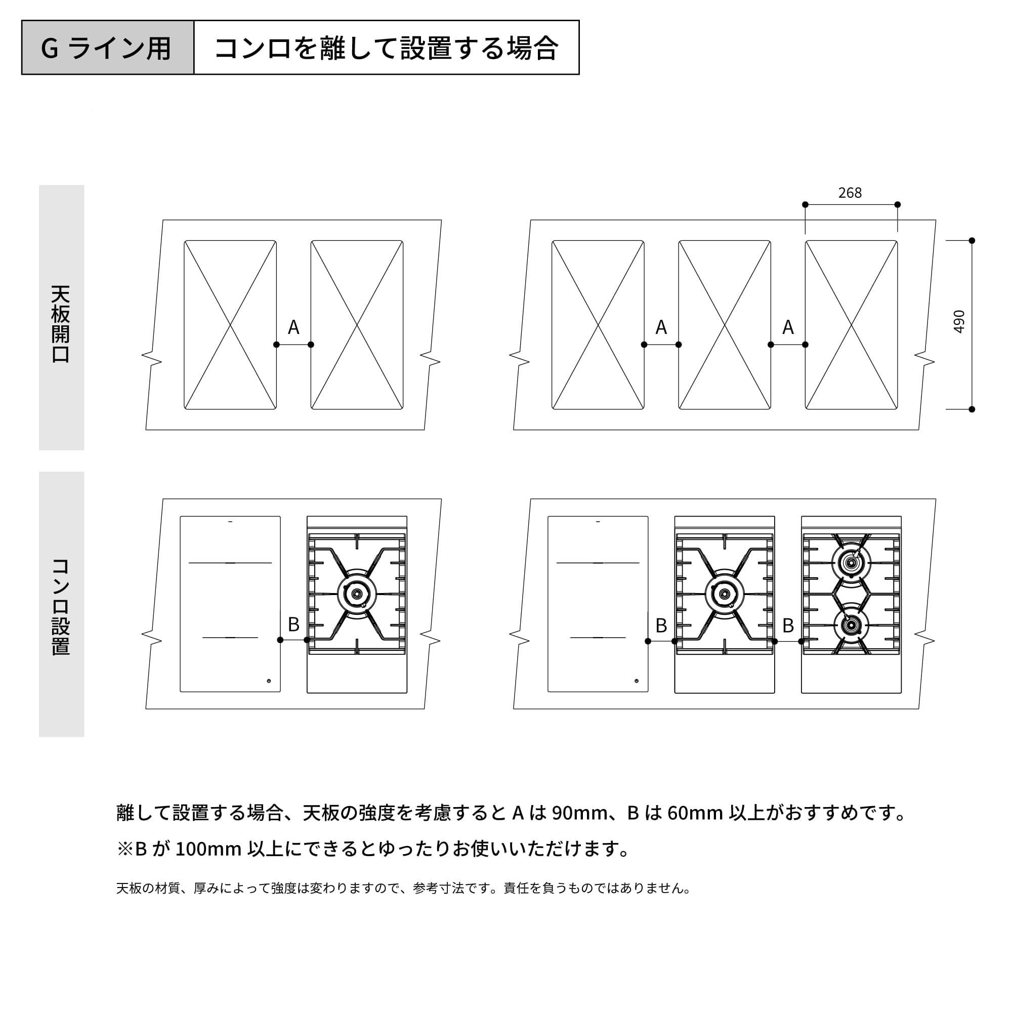 組み合わせコンロ Gライン 1口 ガス グリルレス KB-KC030-04-G234 3種類のコンロは各専用ページよりカートに追加してください