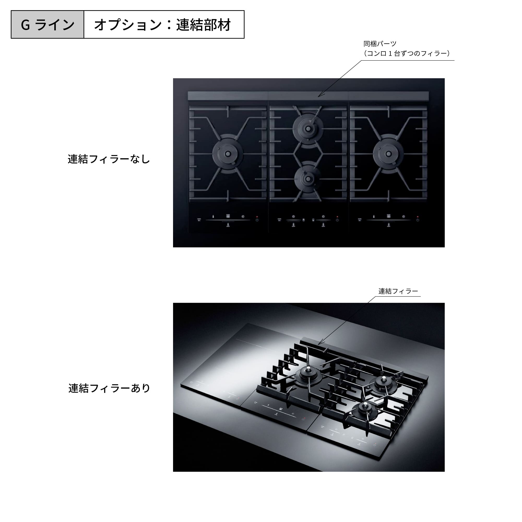 組み合わせコンロ Gライン用 コンロ連結部材 KB-KC030-08-G234