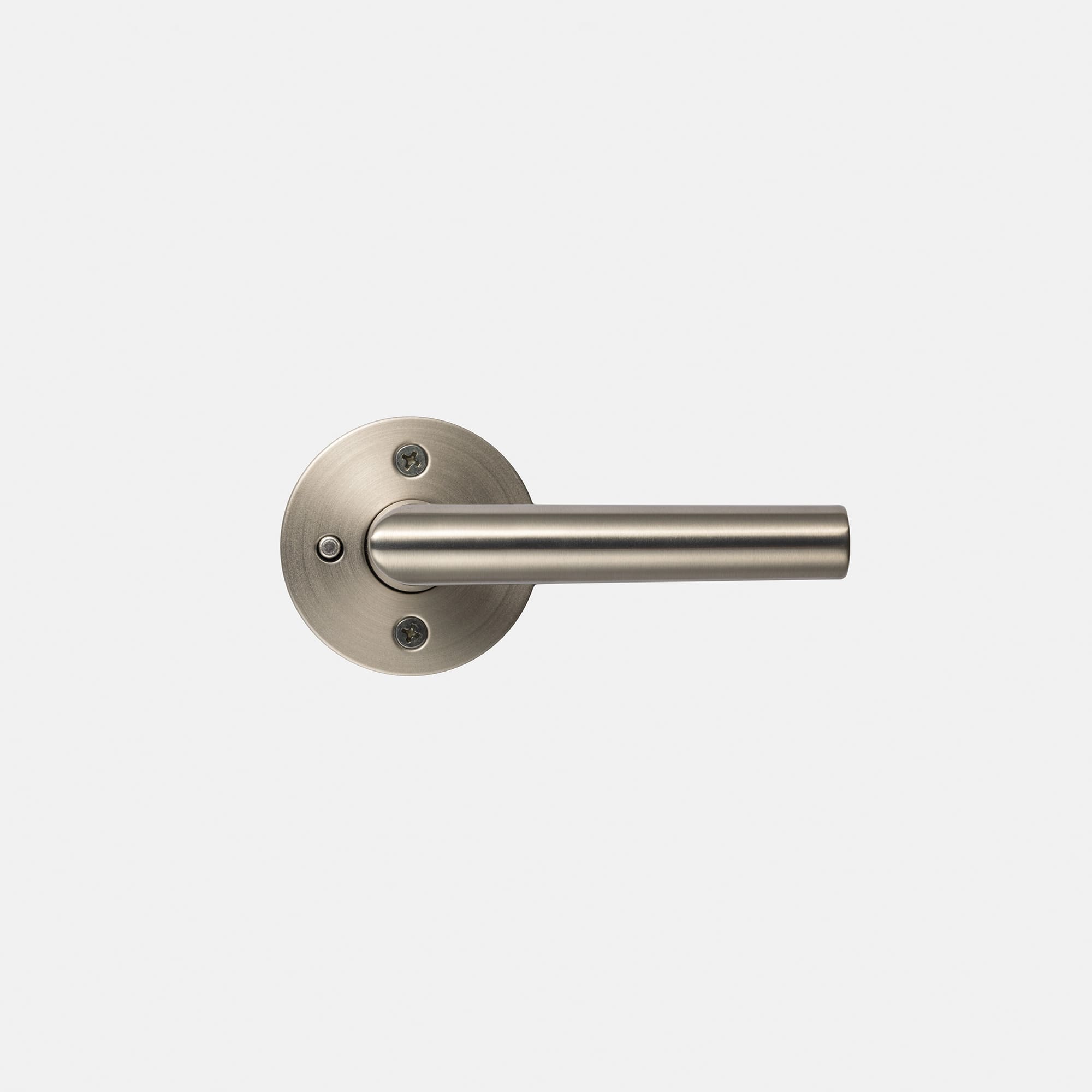 錠付きドアパーツ ストレートハンドル ニッケルサテン 間仕切錠 PS-HD021-05-G290 この小さいボタンを押して施錠することができます。ハンドルを下げると開錠します。