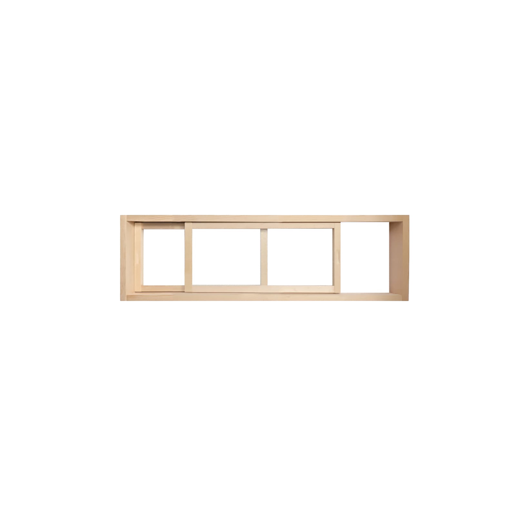 木製室内窓 横長引き違いタイプ サイズオーダー DW-DR008-05-G164 引き戸で左右に開閉できます。幅はサイズオーダーが可能