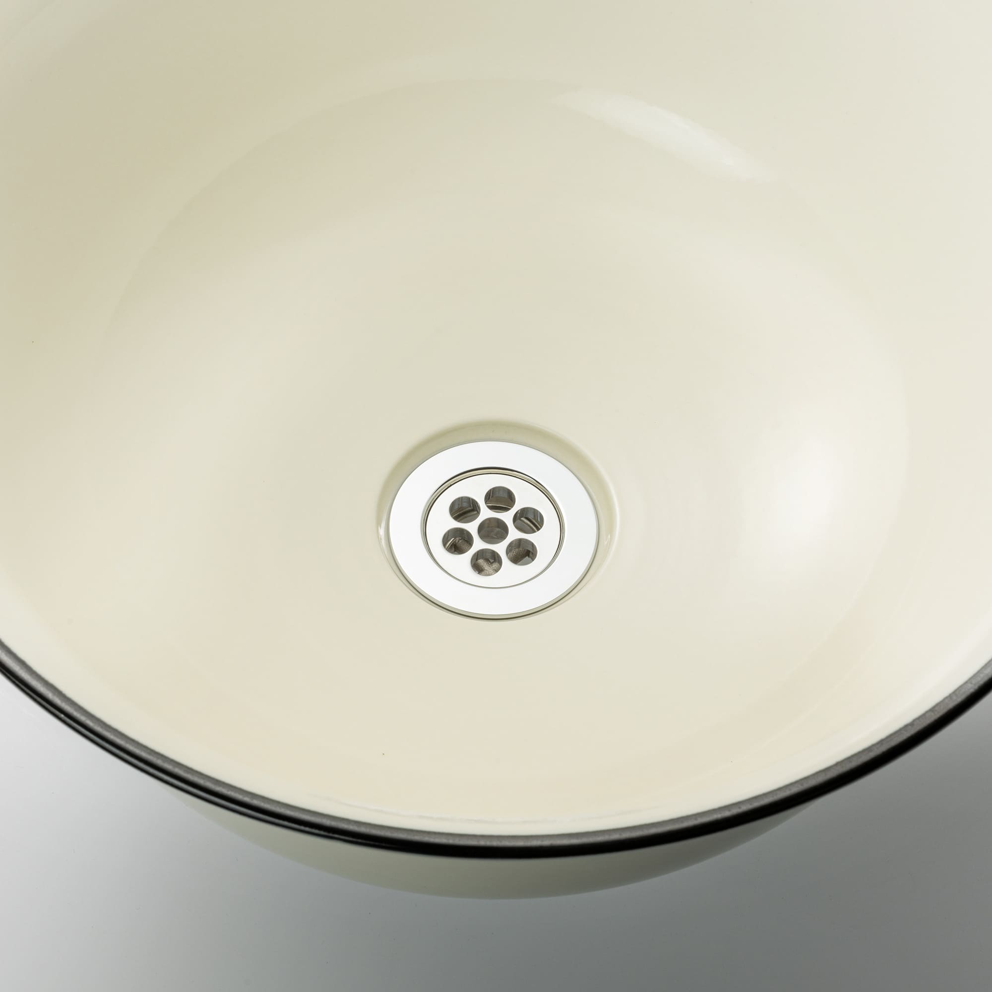 半磁器手洗い器 黒縁 φ330 KB-PR002-01-G141 オプションのレンコン目皿