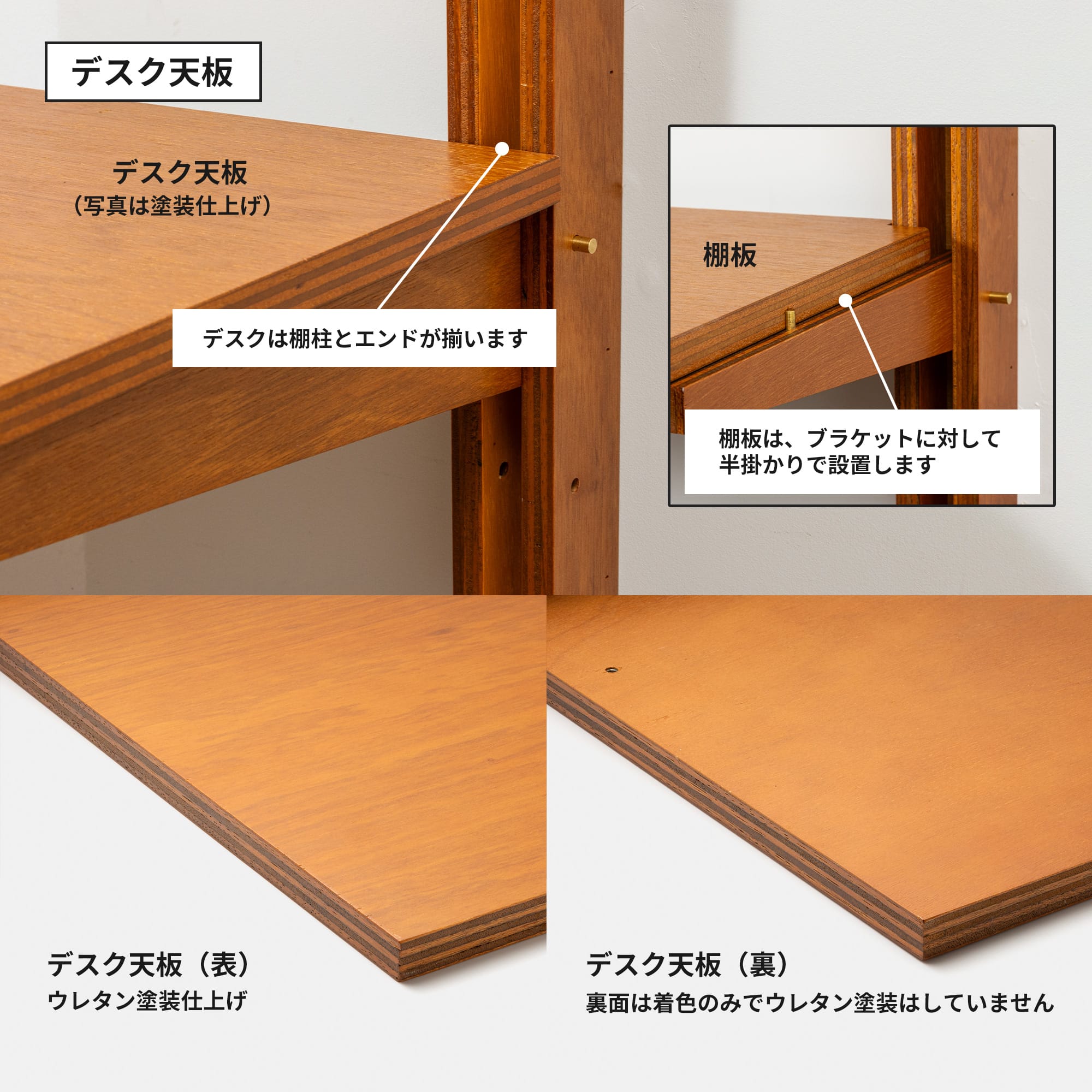 木製シェルビング デスクセット 塗装仕上げ W950 PS-BK009-55-G289