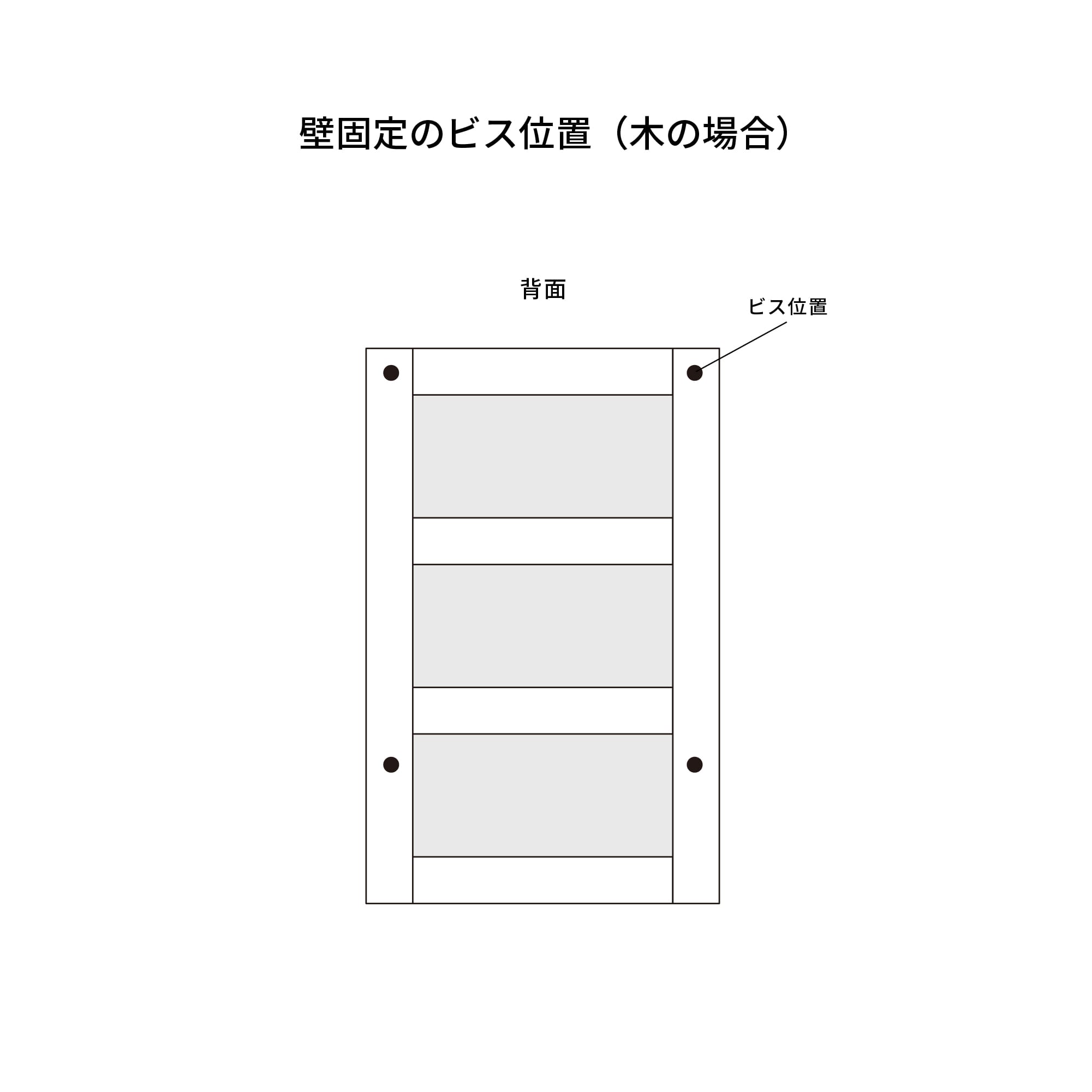 クロップドミラーキャビ バーチ W460 KB-AC025-33-G173 下地用桟に合わせて適宜ビスで固定してください