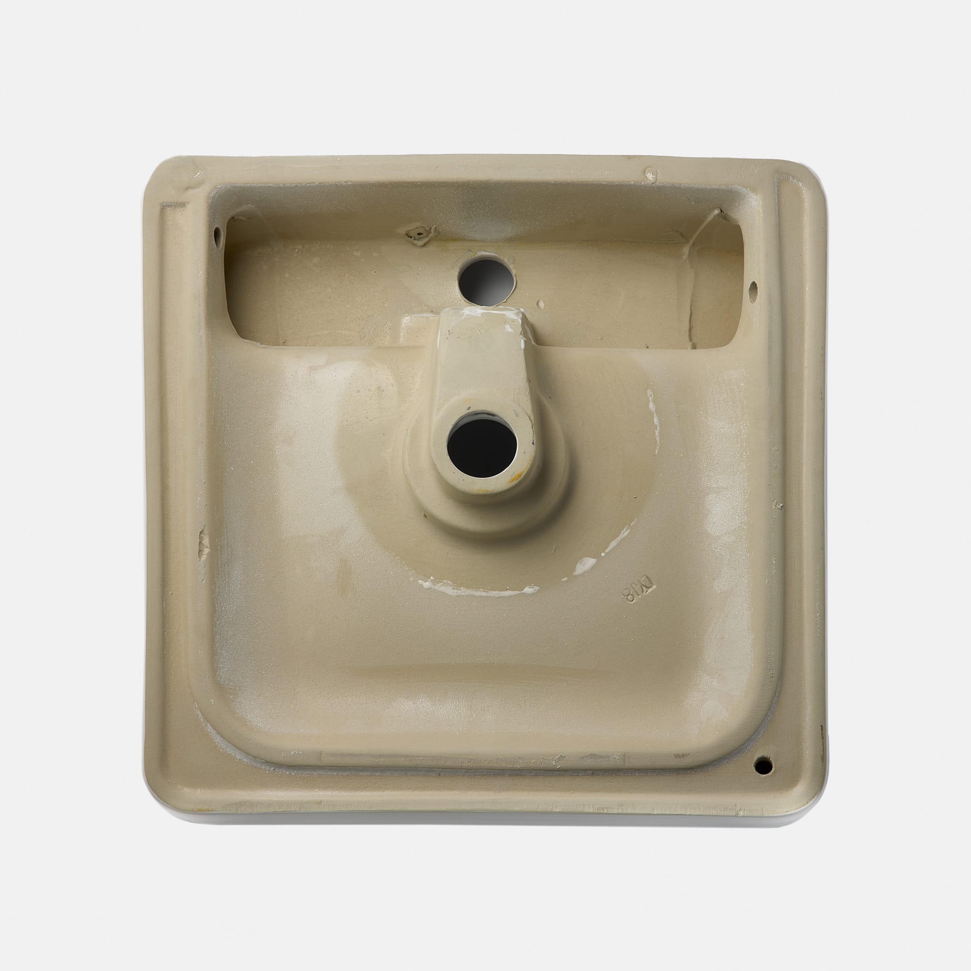 置き型洗面器 テーパー水栓デッキ 角453 KB-PR017-05-G173 裏面の様子