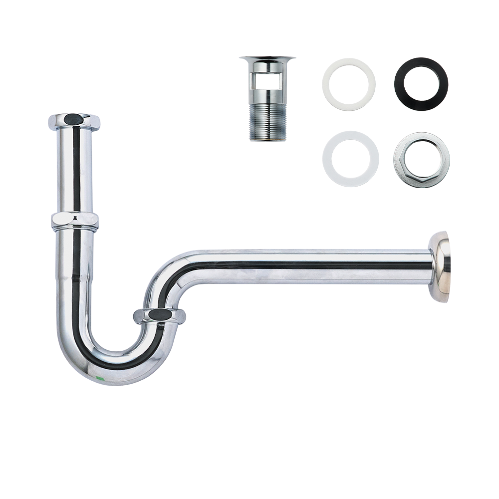 洗面他パーツ排水金物 P32-13：Pトラップ オーバーフロー付