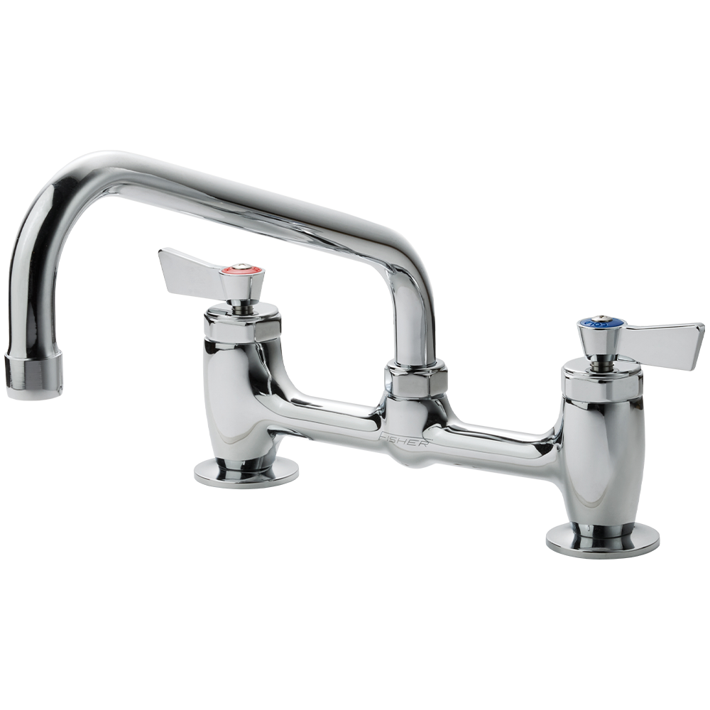 ワーカーズ水栓 台付けツインレバー混合栓 L250