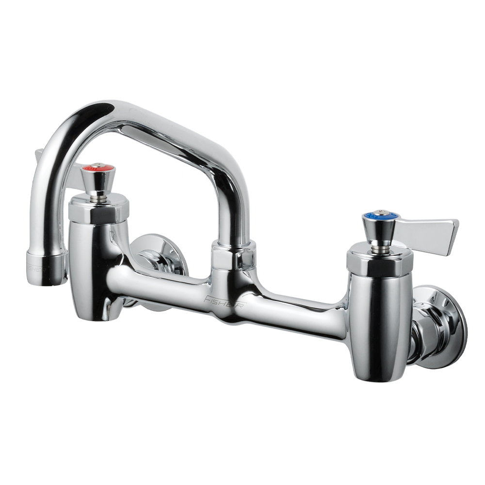 ワーカーズ水栓 壁付けツインレバー混合栓 L150