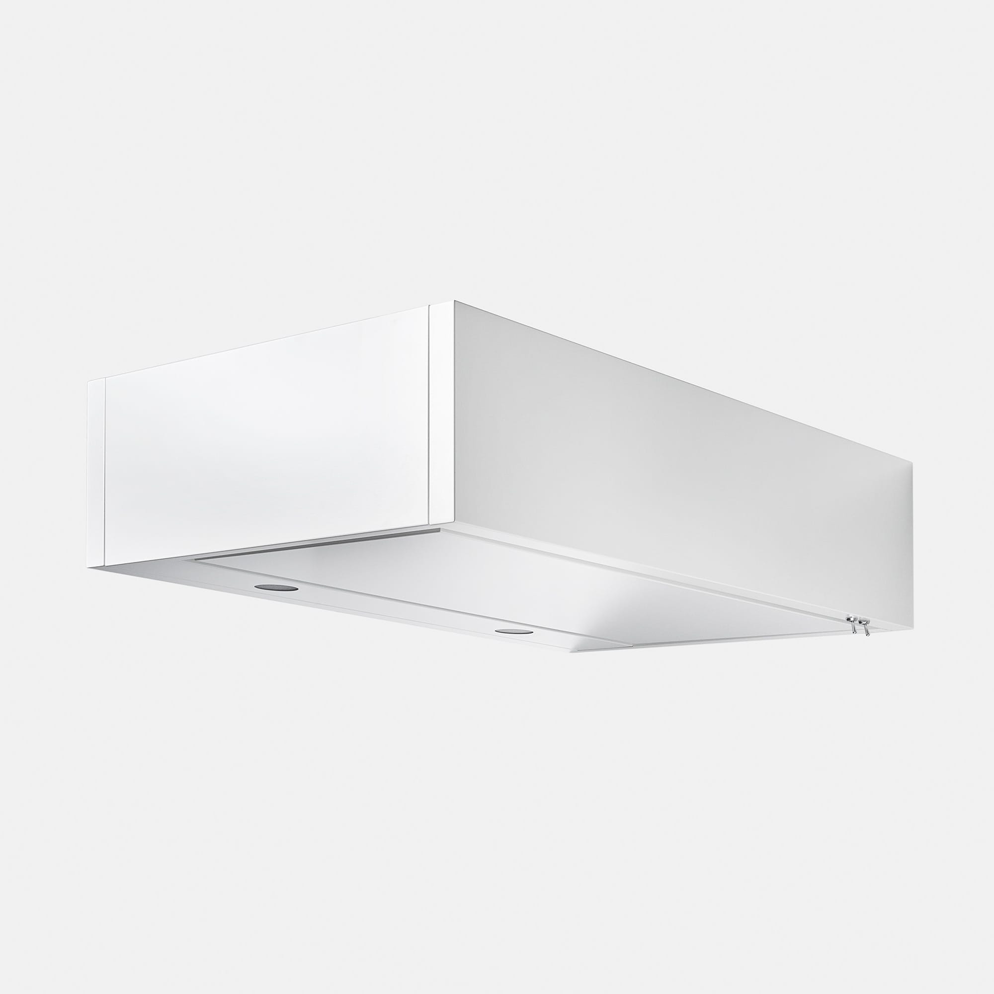 フラットサイドフード 右付け 上方排気 W900 ホワイト KB-KC036-02-G173 壁から離隔距離をとったコンロサイズごとしっかりカバーする、横付け専用のデザイン