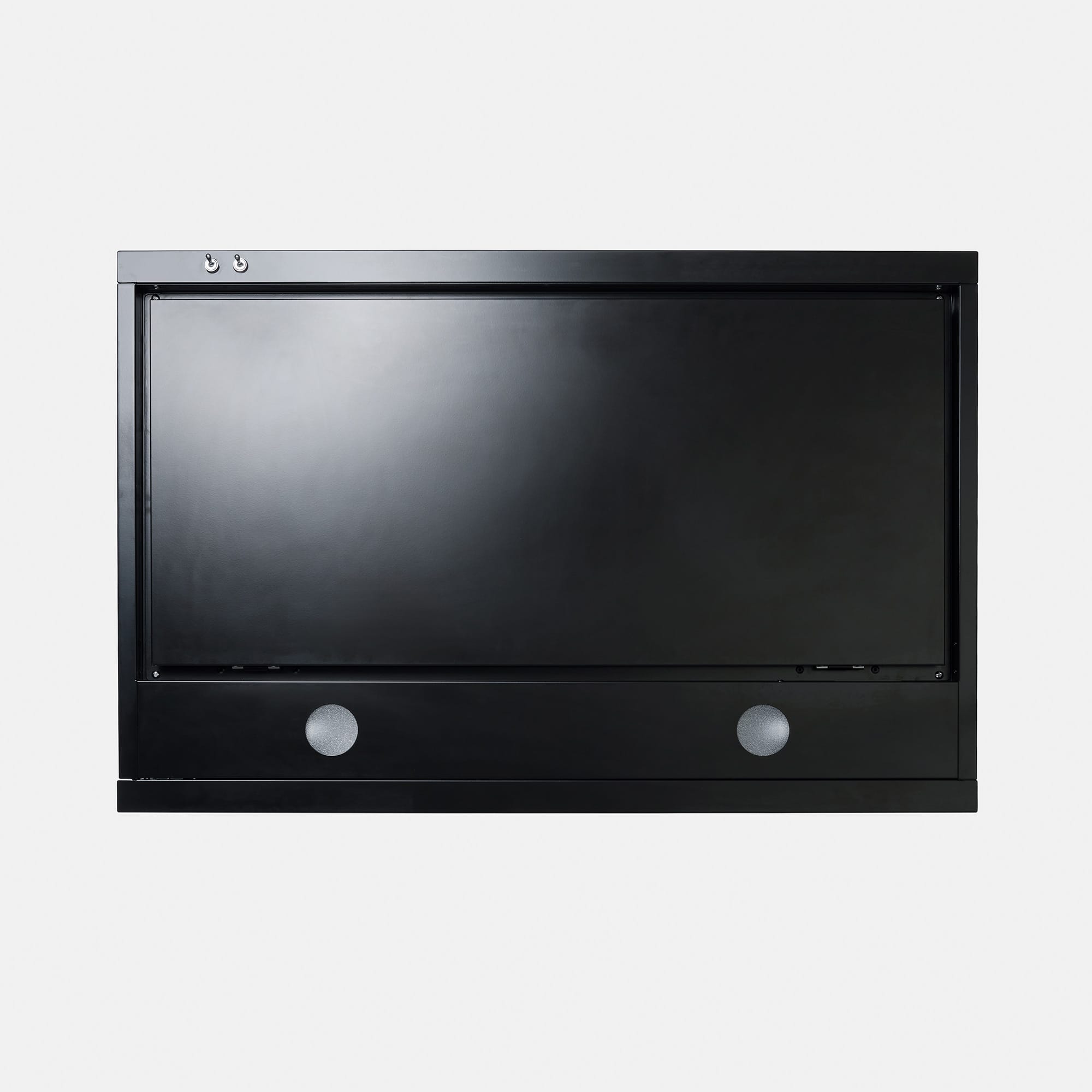 フラットサイドフード 左付け 上方排気 W900 ブラック KB-KC036-03-G173 細い吸い込み口が特徴、スイッチは壁側に付きます
