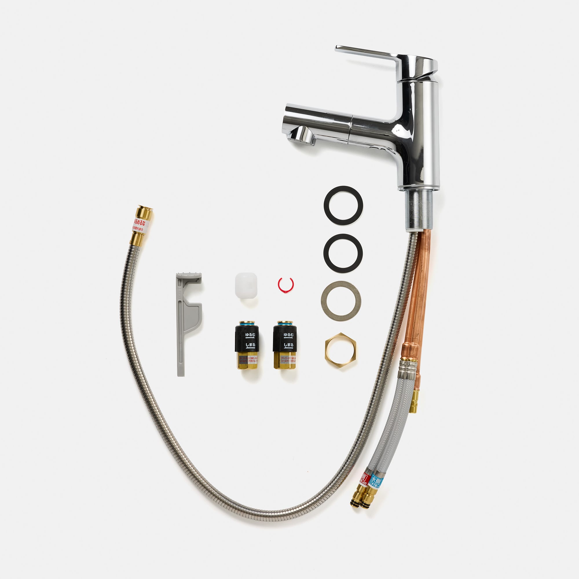 洗面水栓 SK-11：ストレートホース混合栓 クローム KB-PT011-43-G201 パーツ一式