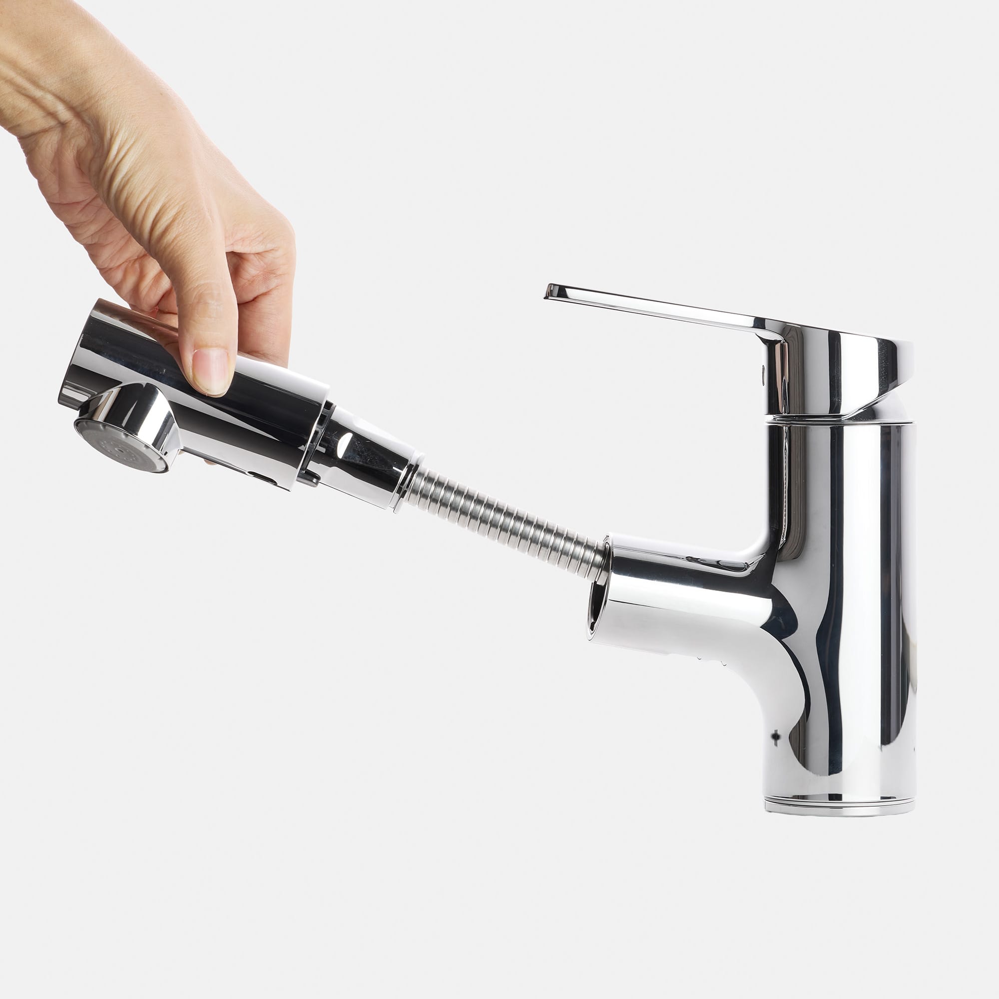 洗面水栓 SK-11：ストレートホース混合栓 クローム KB-PT011-43-G201