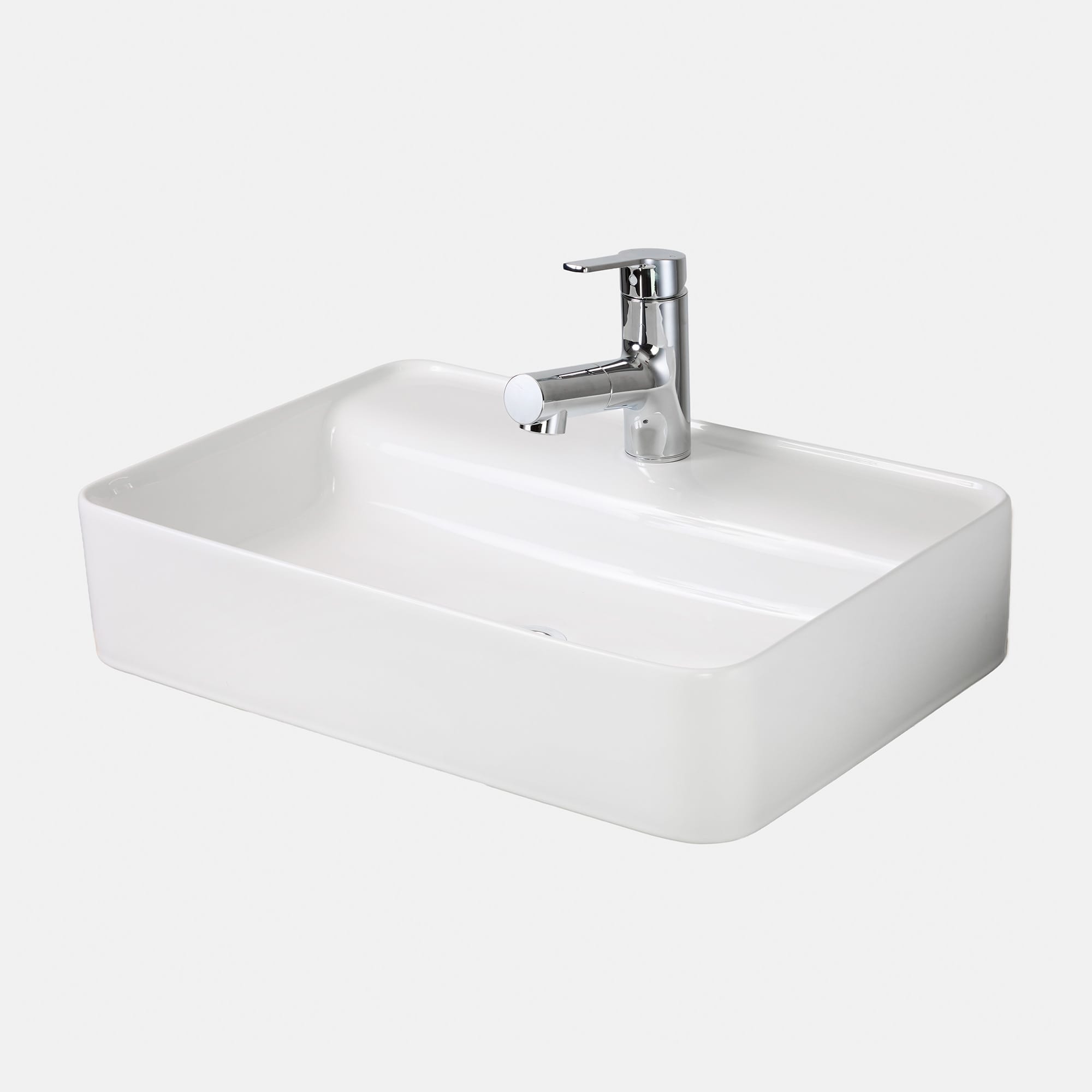 洗面水栓 SK-11：ストレートホース混合栓 クローム KB-PT011-43-G201 「置き型洗面器 水栓デッキ 角600」との組み合わせ